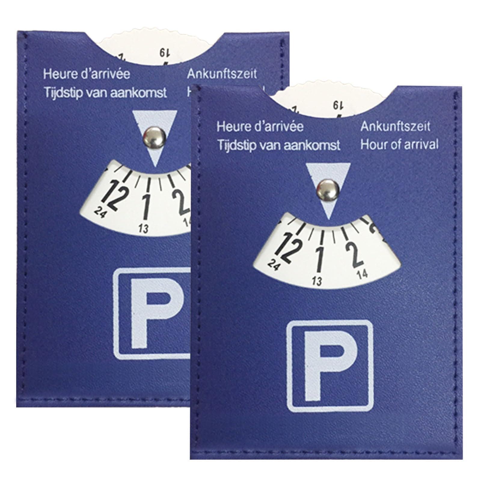 HAPPOW 2 Stück Parkscheiben, Parking Disc PU-Leder, 11 x 15 cm Parkuhr Auto, wendbares Parkschein, Hochauflösendes Display, langlebig, Universell für Autos und Motorräder(Blau) 2 Stück Parkscheiben PU-Leder