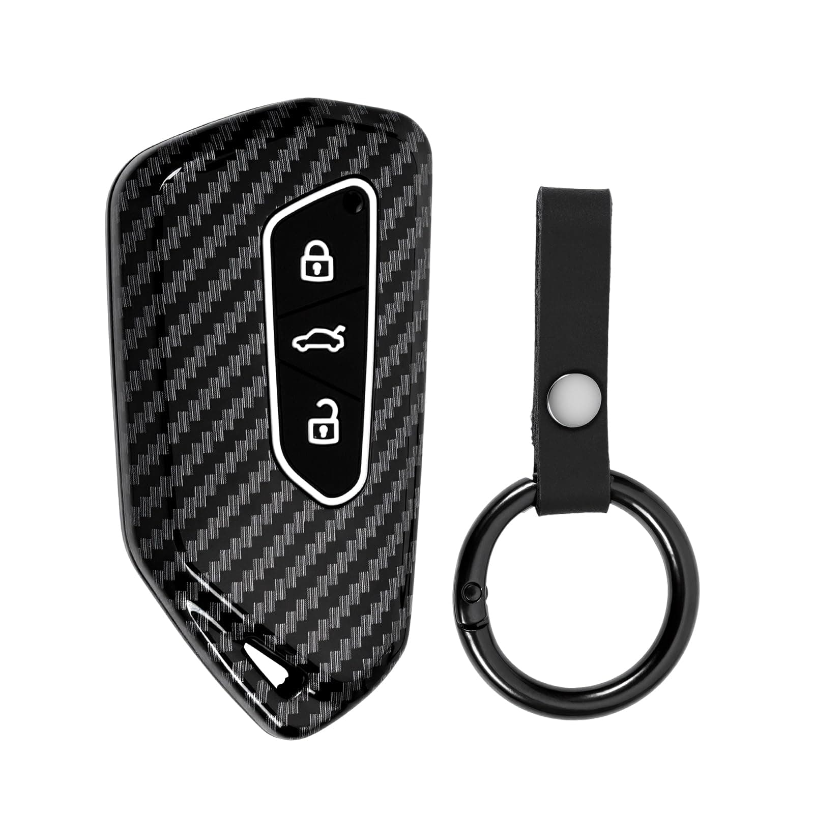 Autoschlüssel Hülle Auto Schlüssel kompatibel VW Golf 8 3-Tasten Autoschlüssel, Auto Schlüsselhülle kompatibel mit Golf 8, ID3, ID4, GTI, GTE, Seat Leon MK4, mit Schlüsselanhänge