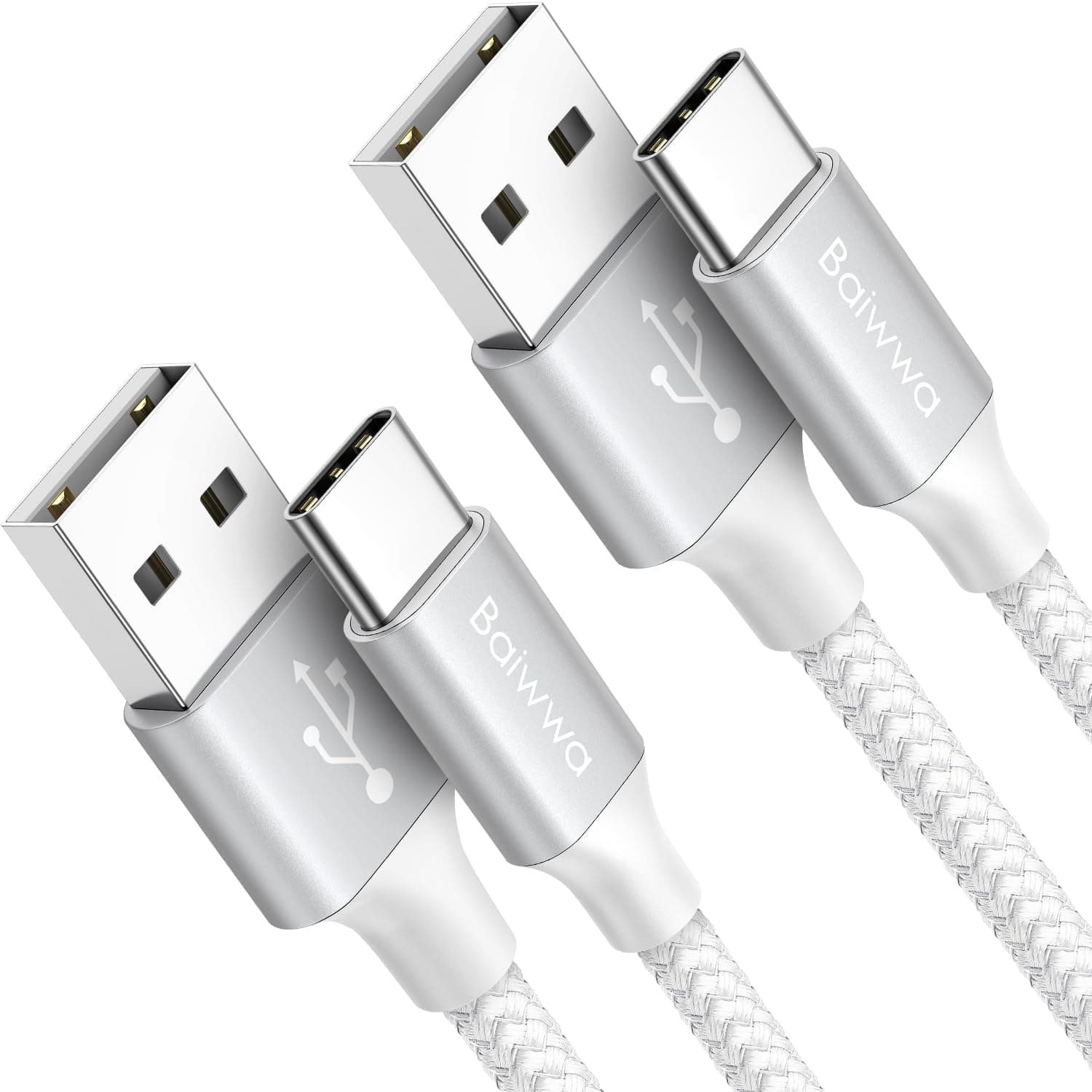USB A auf USB C Kabel Weiß, 2Stück 1M USBC Ladekabel 3.1A Schnellladung für iPhone 15 16 17 Pro Max, für Samsung Galaxy S24 S23 S22 S21 Plus, A55 A54 A35 A25 A16 1M Weiß 2