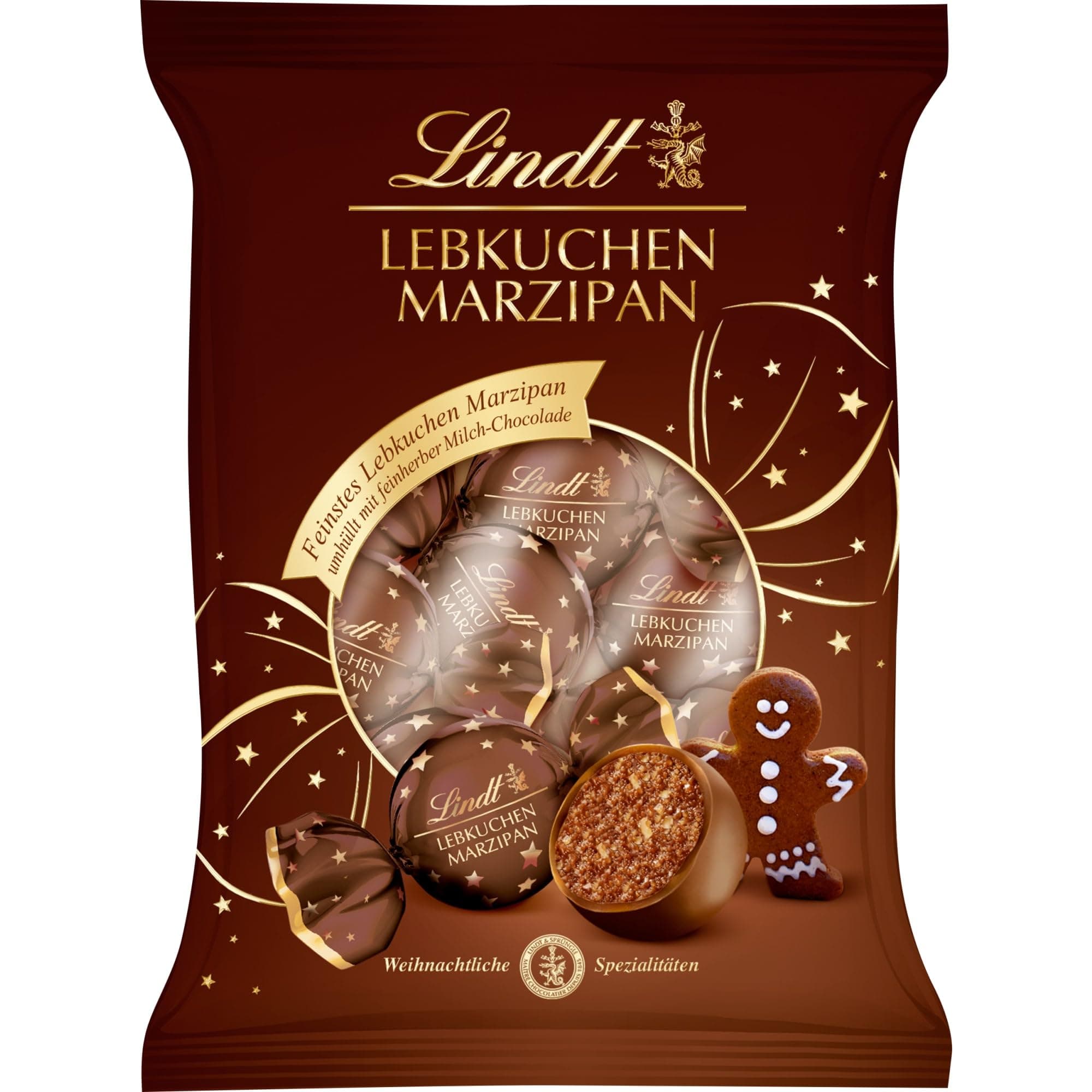 Lindt Schokolade | Lebkuchen Marzipan Kugeln Beutel | 100g | edle Pralinen gefüllt mit feiner Marzipancreme & würzigem Lebkuchen | edle Schokolade zur Weihnachtszeit Angebot bei HelloDeals