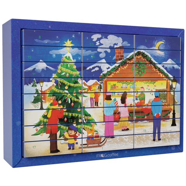 Tee Adventskalender 2025 von FROG.coffee - 48 Teebeutel in 24 verschiedenen Sorten von Top Marken wie Teekanne, Bad Heilbrunner, Bünting, Sonnentor, Meßmer, GEPA, Niederegger uvm.