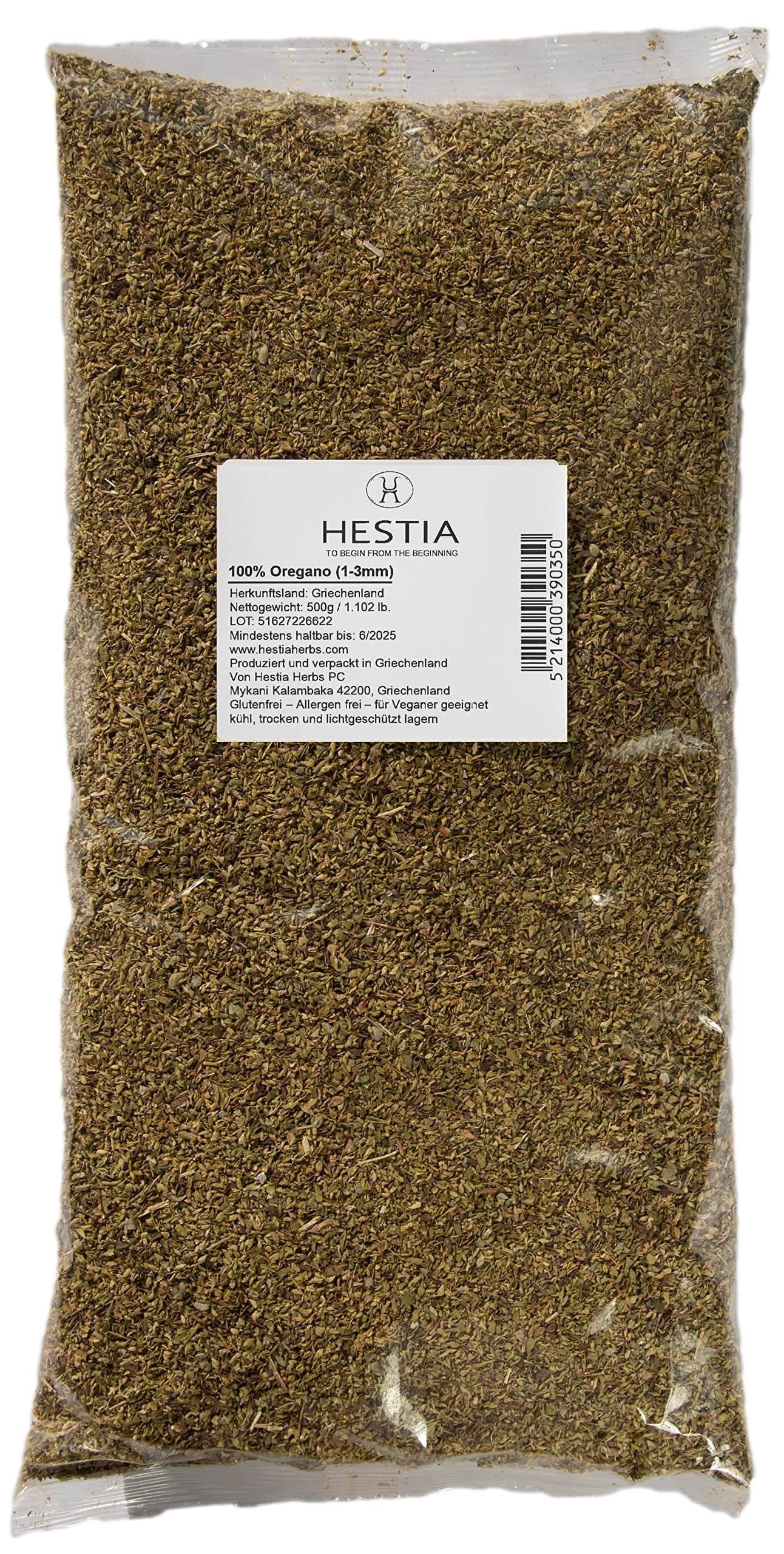 Hestia Herbs Griechischer getrockneter Oregano 500 g, Allergenfrei – Vegan – GVO-frei Angebot bei HelloDeals