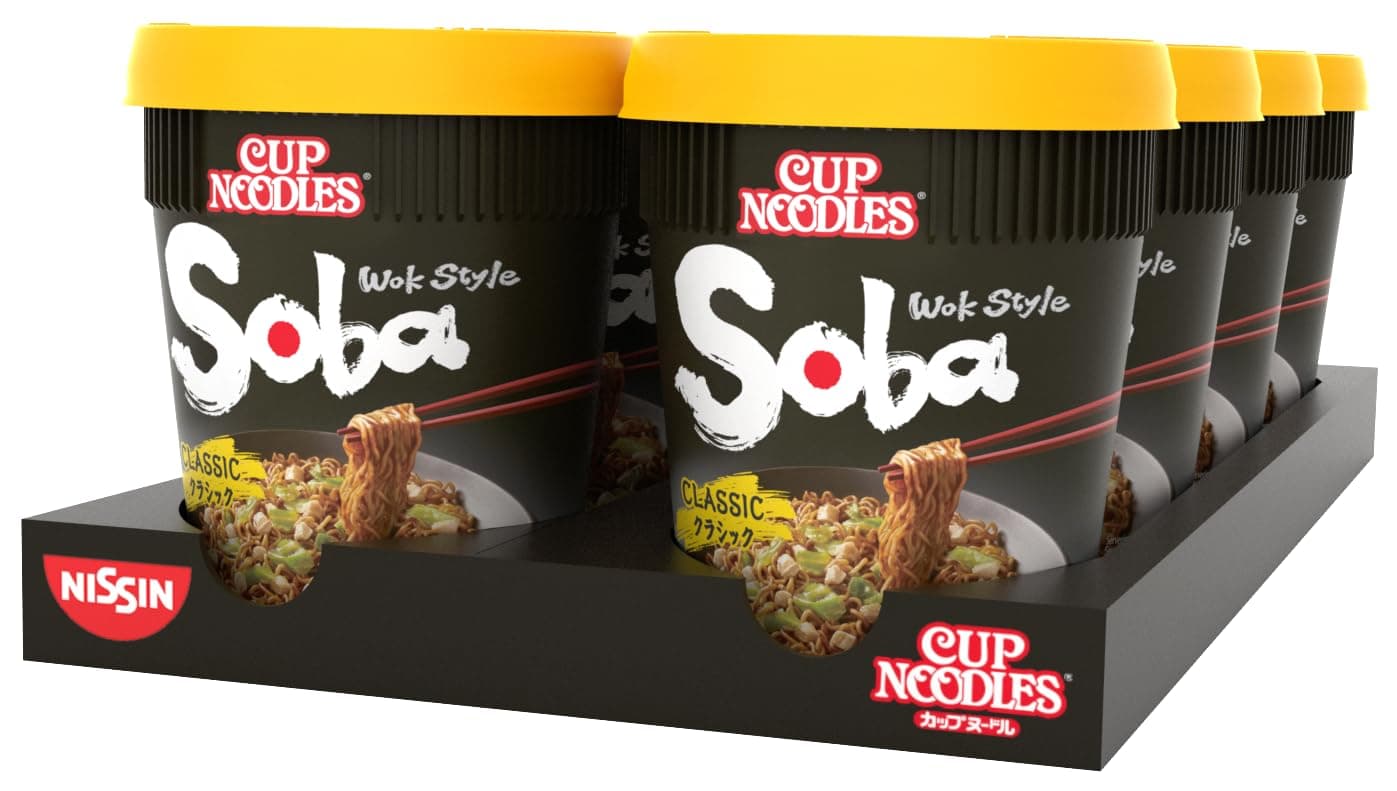 Nissin Cup Noodles Soba Cup – Classic, 8er Pack, Wok Style Instant-Nudeln japanischer Art mit Yakisoba-Sauce und Gemüse, schnell im Becher zubereitet, asiatisches Essen (8 x 90 g) Classic 90 g (8er Pack) Angebot bei HelloDeals