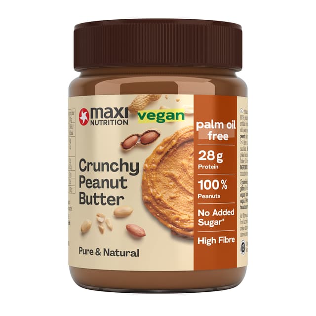 MaxiNutrition Crunchy Peanut Butter, 350g, 100% Erdnüsse, ohne Zucker, mit 28g Protein, ohne Palmöl 350 g (1er Pack)