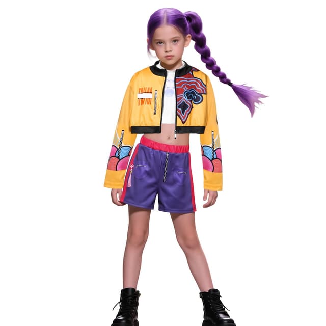 SERTAS Pop Sänger Kostüm für Kinder, Cosplay Idol BüHne Rollenspiel Outfits Halloween Dress Up für MäDchen A 130