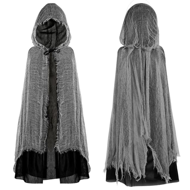Schwarzer Umhang mit Kapuze,Unisex Halloween Umhang Geister Kostüm Erwachsene Kinder Halloween Sensenmann Mantel Darth Vader Umhange Geist Umhange Cape Outfit für Cosplay Karneval L-140cm
