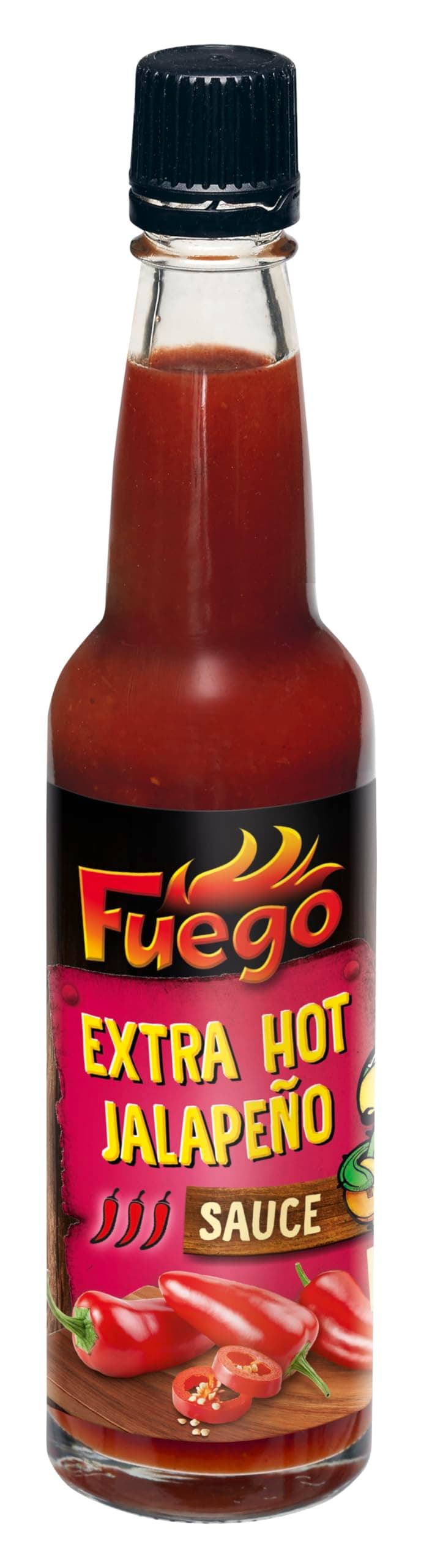 Fuego - Jalapeño Sauce Extra HOT | Extraschärfe zum Verfeinern von Fleisch, Gemüse | Zum Würzen von Saucen und Dips | Vegan, ohne Geschmacksverstärker | 100 ml in der Glasflasche 100 ml (1er Pack)