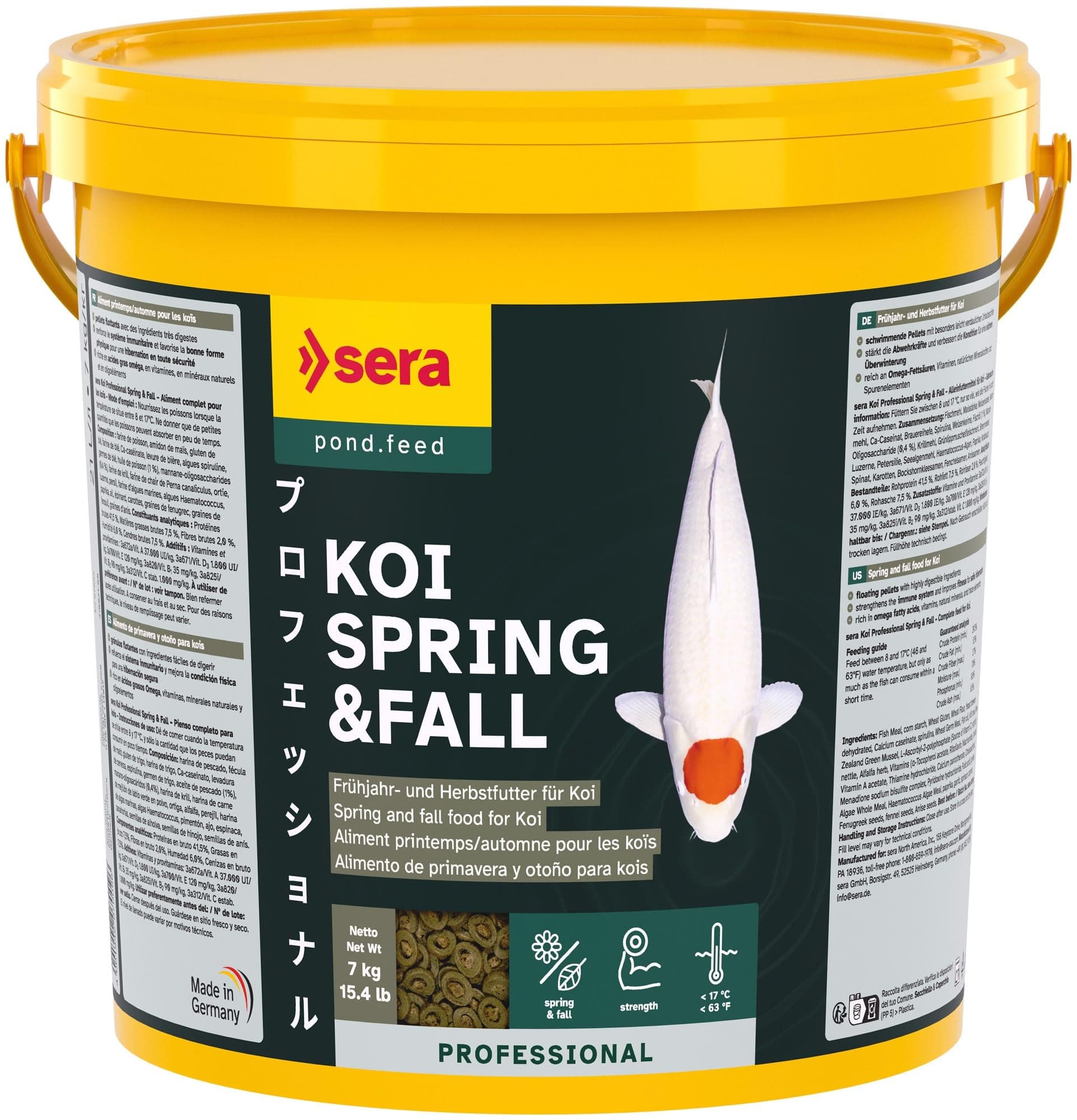 sera Koi Futter Professional Spring & Fall | Koifutter 7 kg (21 l) | leicht verdaulich unter 17°C | stärkt Immunsystem | Co-Extrusion Verfahren | Krankheitsvorbeugung | optimale Winter-Vorbereitung 7 kg (1er Pack)