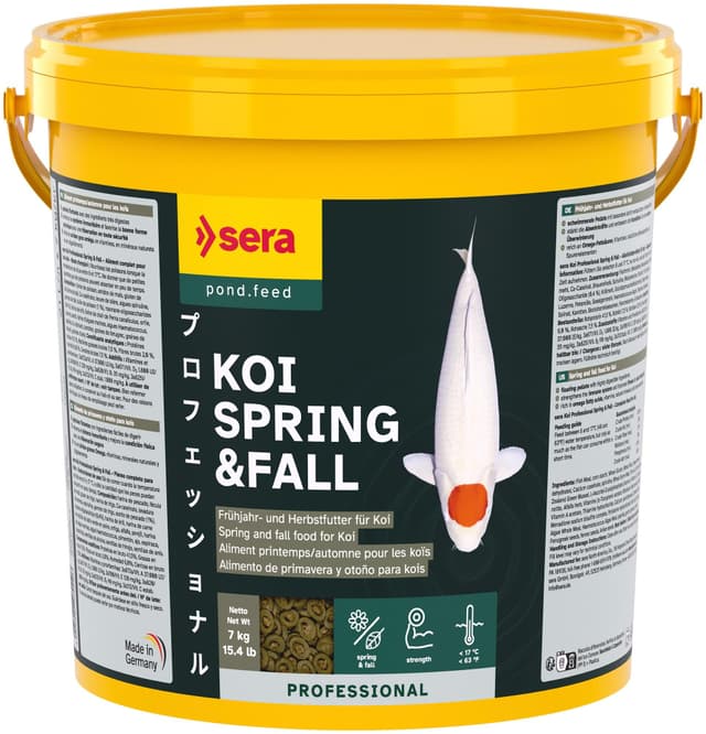sera Koi Futter Professional Spring & Fall | Koifutter 7 kg (21 l) | leicht verdaulich unter 17°C | stärkt Immunsystem | Co-Extrusion Verfahren | Krankheitsvorbeugung | optimale Winter-Vorbereitung 7 kg (1er Pack)