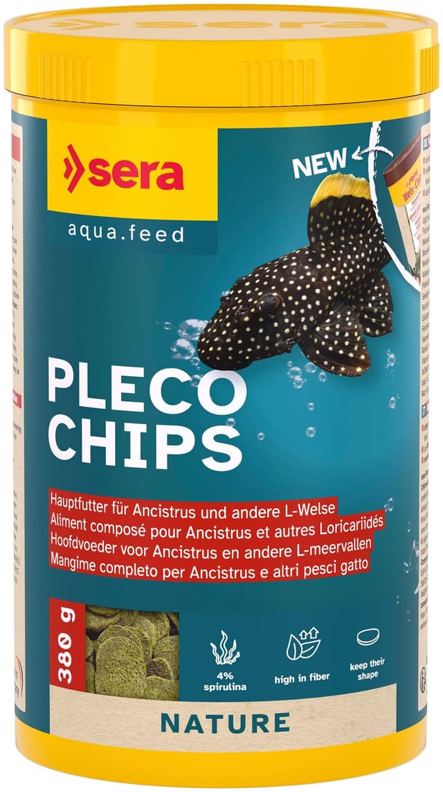 sera Pleco Chips 1.000 ml (380 g) | Wels Futtertabletten Chips für gesunde Bodenfische | Welsfutter Aquarium mit hoher Futterverwertbarkeit | Wels Futter | Fischfutter Aquarium Made in Germany 1 l (1er Pack) Chips