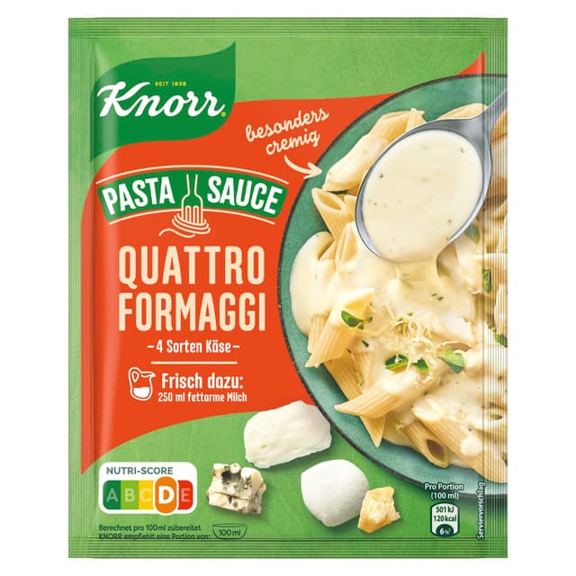 Knorr Pasta Sauce Quattro Formaggi leckere Nudelsauce mit 4 Sorten Käse 250 ml