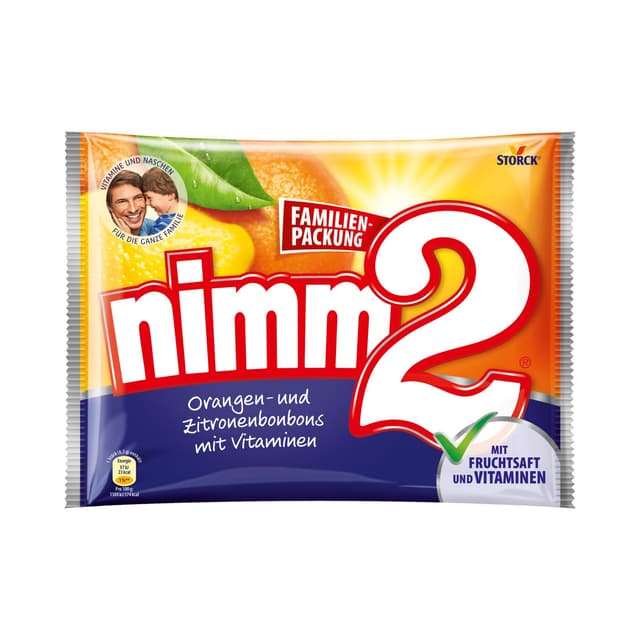 nimm2 – Kleine Süßigkeiten-Bonbons mit flüssigem Kern aus Fruchtsaft und reichhaltigen Vitaminen für Kinder und Erwachsene – (429g Beutel) 1 x 429g