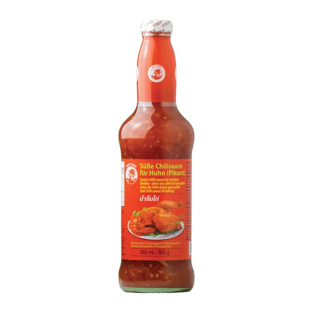 COCK Süße Chilisauce für Huhn, mittlere Schärfe, authentisch thailändisch Kochen, vegan, halal und glutenfrei - 1 x 650 ml