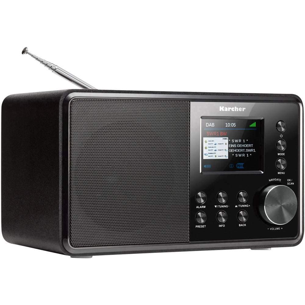 Karcher DAB 3000 - DAB+ Radio (Digitalradio, DAB plus/UKW-RDS, AUX-IN, Wecker mit Dual-Alarm, kleines Küchenradio, schwarz) Modern und minimalistisch