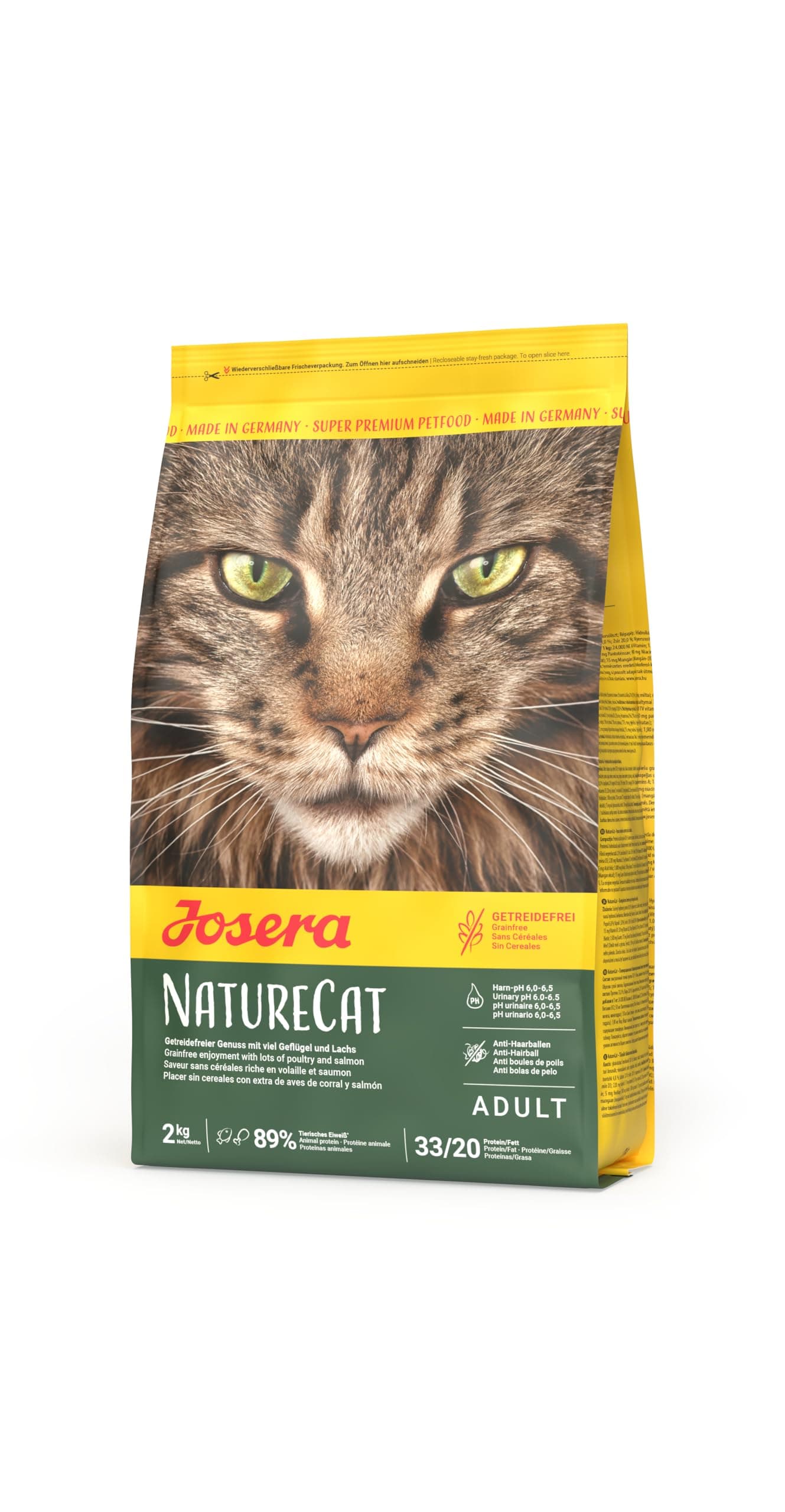 JOSERA NatureCat (1 x 2 kg) | Adult | Premium Trockenfutter für ausgewachsene Katzen | Lachs & Geflügel | erlesene Kräuter & gesunde Früchte | getreidefrei | Katzenfutter | 1er Pack Geflügel, Lachs 2 kg (1er Pack)