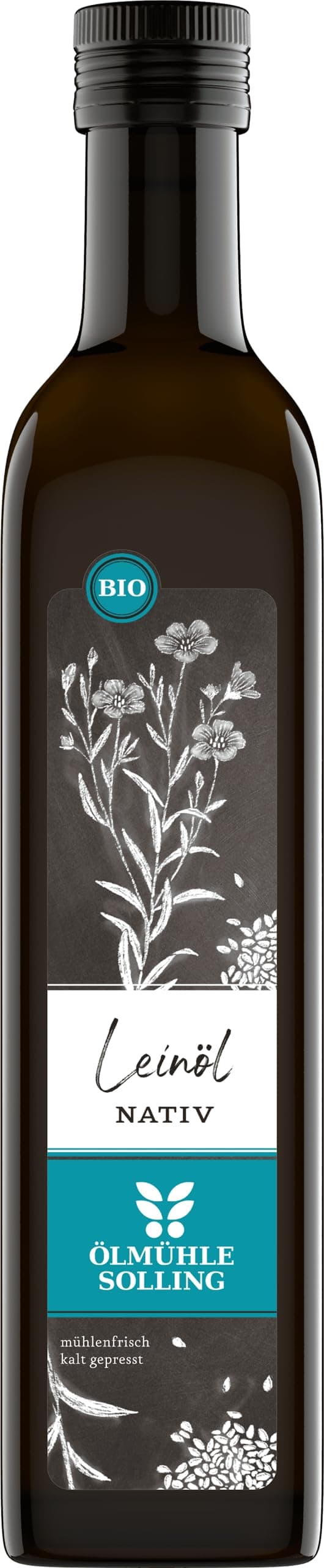 ÖLMÜHLE SOLLING - BIO Leinöl | Täglich mühlenfrisch kaltgepresstes Öl aus Leinsamen. Leinöl mit mildem und nussigem Geschmack. Reich an Omega-3-Fettsäuren | Inhalt: 500 ml 500 ml (1er Pack)
