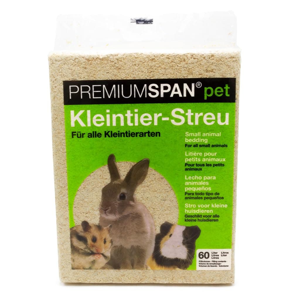 PREMIUMSPAN pet Kleintier-Streu Hobelspäne, 60l – 3.5 kg Unparfümiert