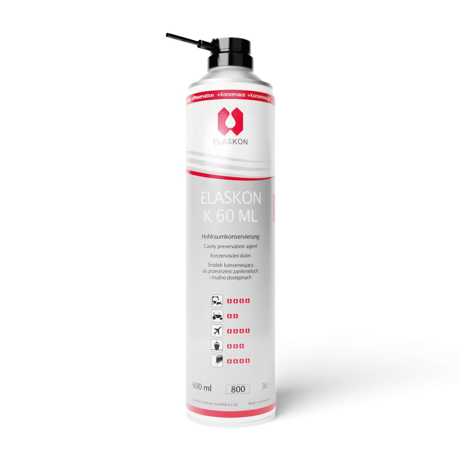 ELASKON K 60 ML - Hohlraumversiegelung 600ml / Korrosionsschutz Spray/Rostschutz Spray/Rostschutz Grundierung/Hohlraumkonservierung/Hohlraum Fett in der Aerosoldose 600 ml Sprayflasche