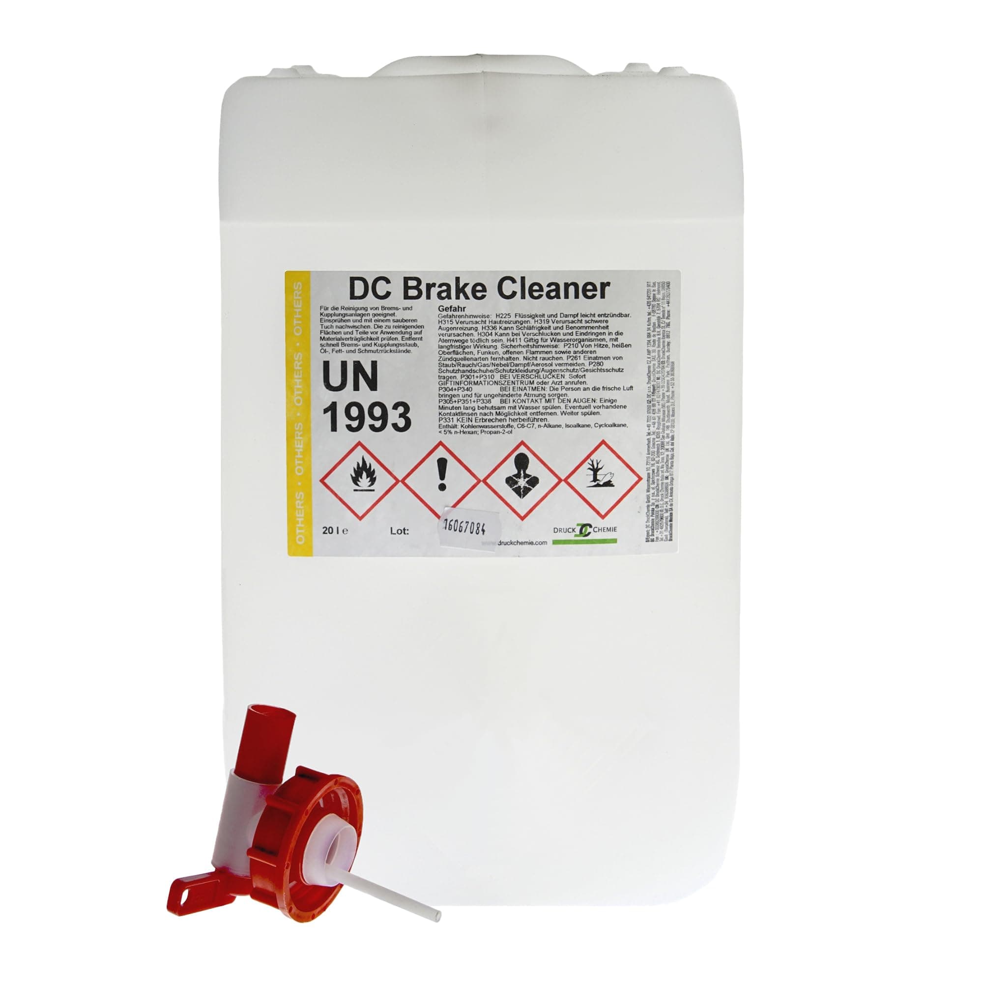 DC DruckChemie GmbH Bremsenreiniger Kanister 10L, acetonfrei + Auslaufhahn - Brake Cleaner - Teilereiniger zum Reinigen & Entfetten von Bremsen, Platten & Kupplungen