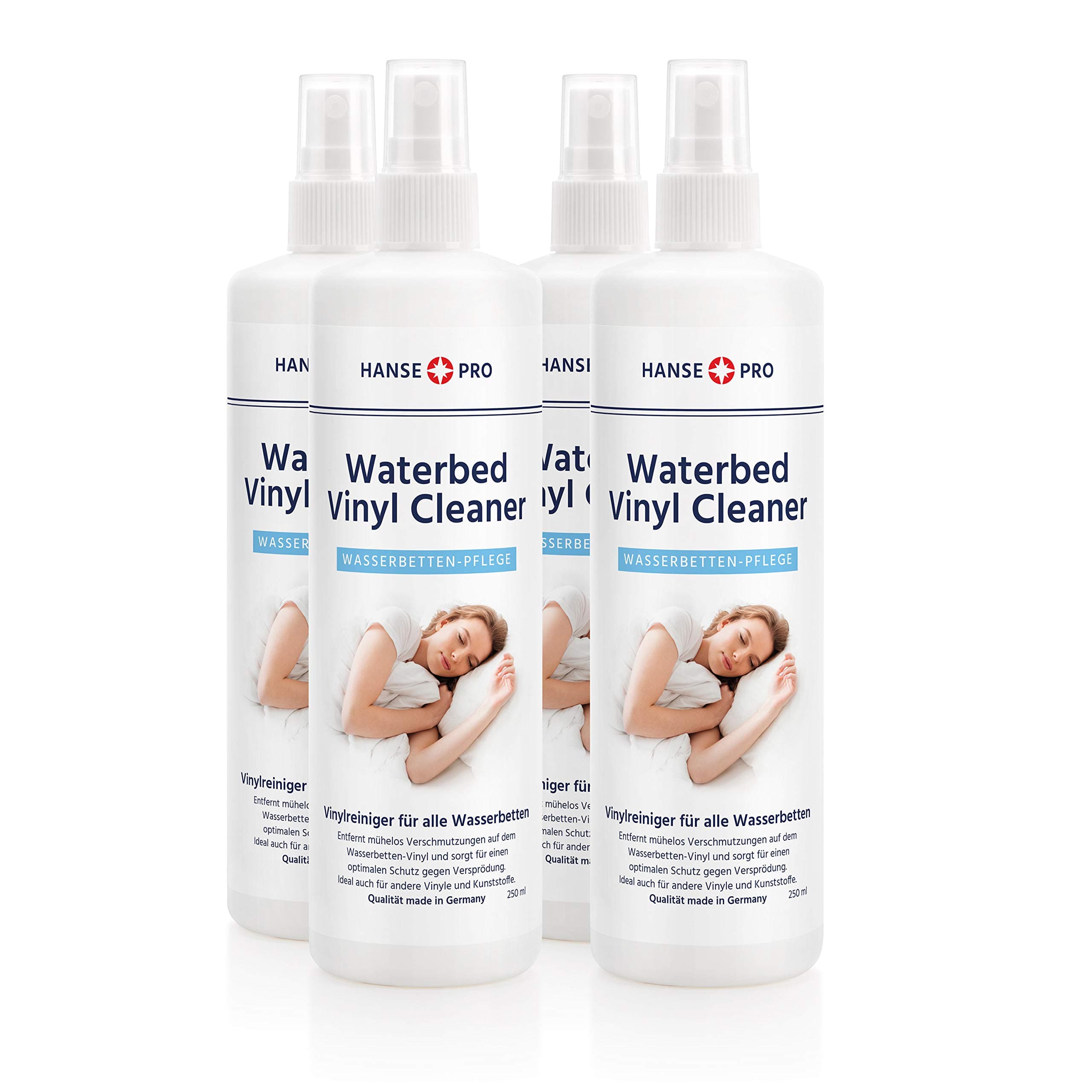 HANSE PRO Waterbed Vinyl Cleaner, 4 x 250 ml I Vinyl-Reiniger I Pflege-Reiniger I Wasserbetten-Pflege I Wasserbett-Zubehör 250.25 ml (4er Pack)