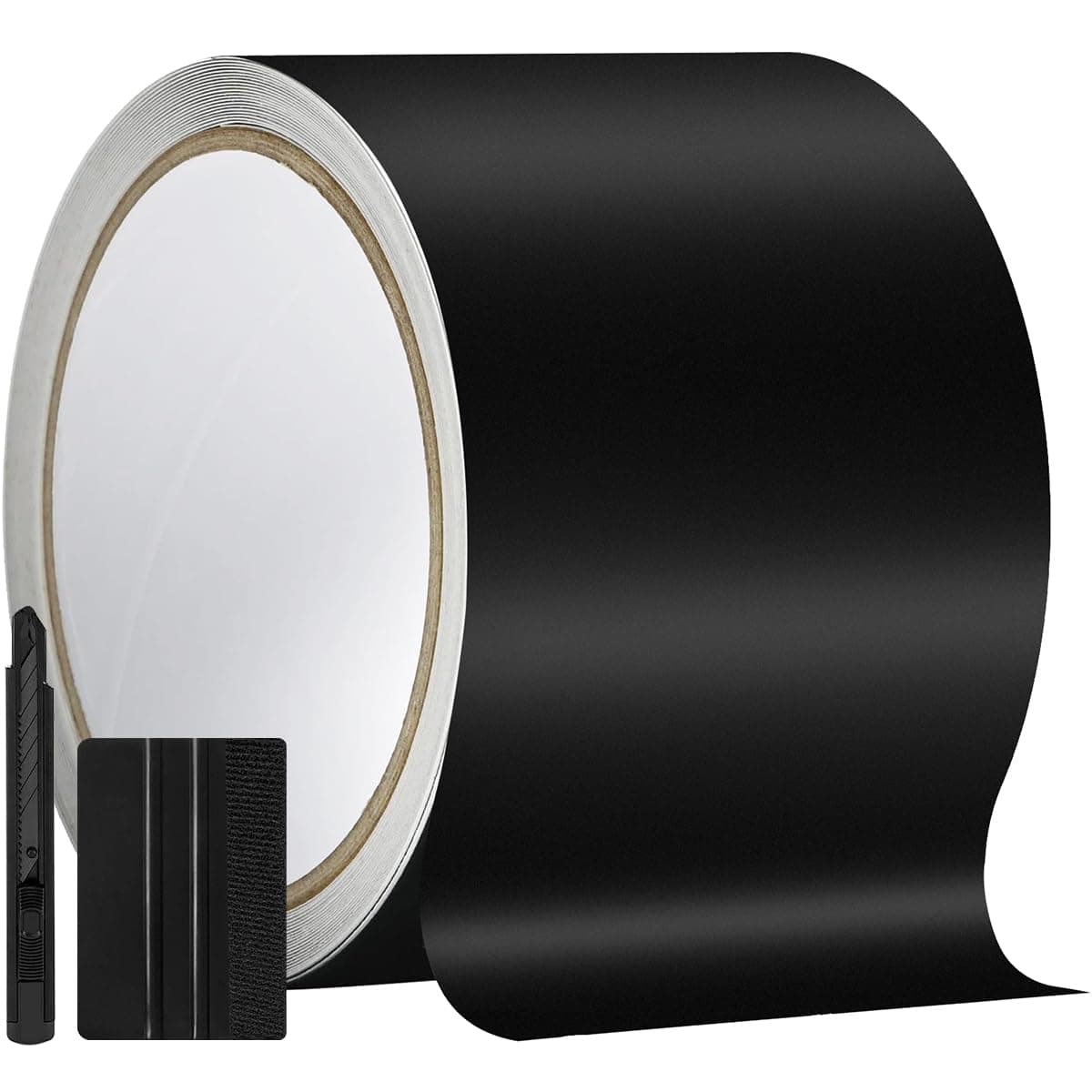 GRTHTATI 10cm x 900cm Matt Schwarz Auto Folie Selbstklebende Autofolie Chrom Löschen Wrapping Folie für Auto & Motorrad (Matt Schwarz, 10cm x 900cm)