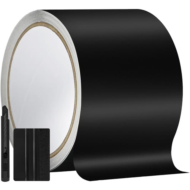 GRTHTATI 10cm x 900cm Matt Schwarz Auto Folie Selbstklebende Autofolie Chrom Löschen Wrapping Folie für Auto & Motorrad (Matt Schwarz, 10cm x 900cm)