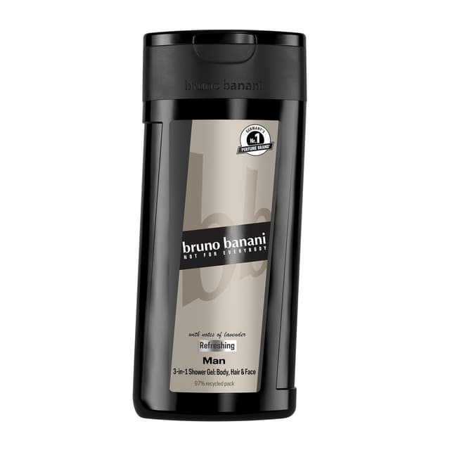 bruno banani Man 3-in-1 Shower Gel für Männer mit klassisch-maskulinem Amber-Fougère-Duft, 250 ml 250 ml (1er Pack) Man Shower Gel