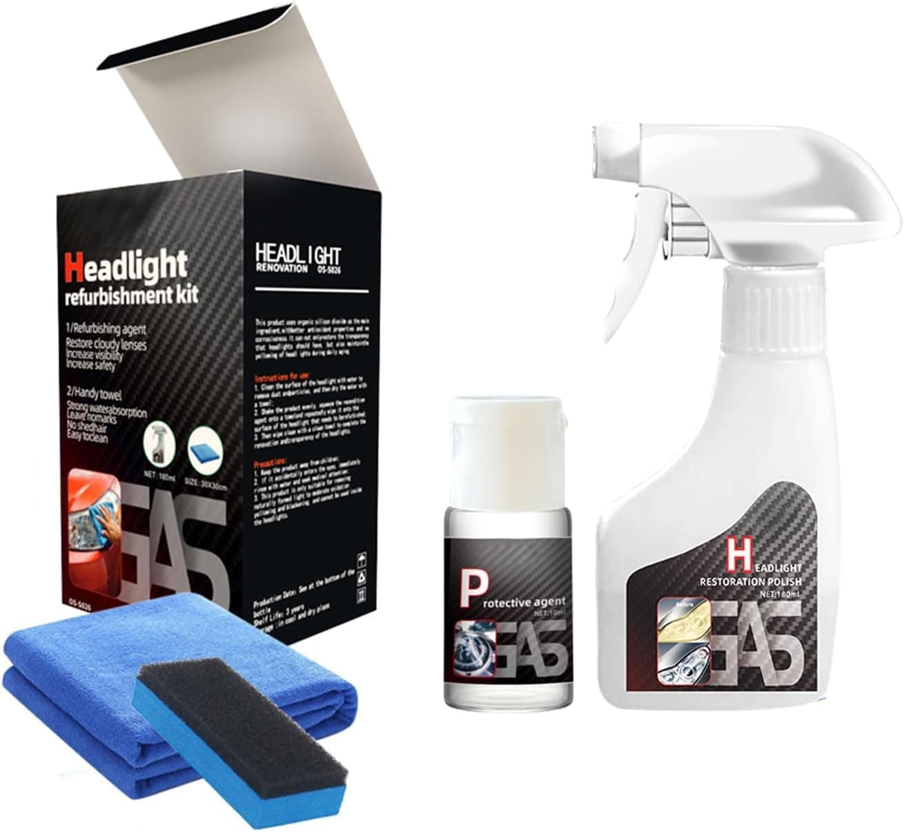 Generisch Scheinwerfer Aufbereitung Flüssigkeit Set,Scheinwerfer Polierset,Autoscheinwerfer-Polierspray,Zum Reinigen und Polieren Alter, Matter und Gelber Autoscheinwerfer Angebot bei HelloDeals