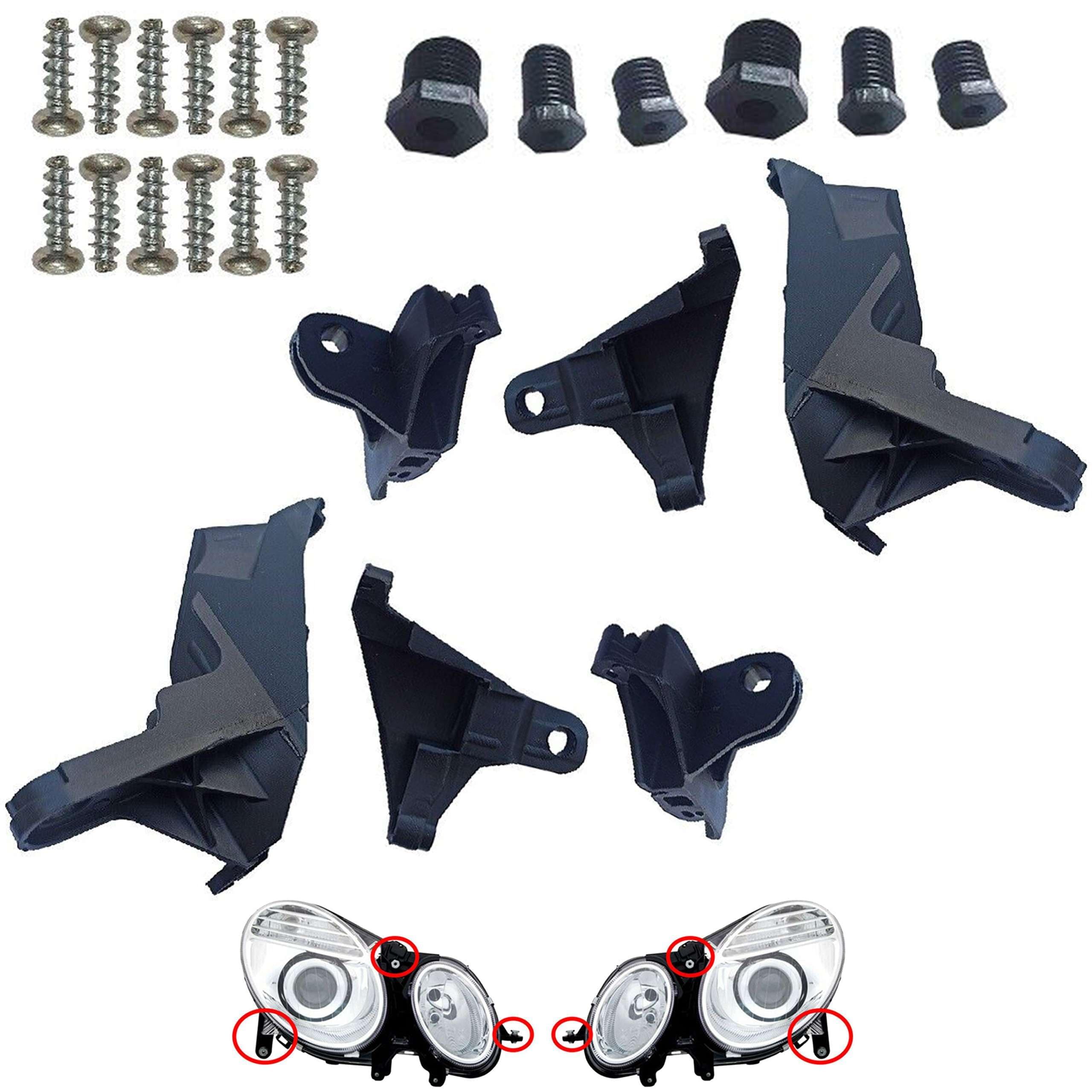 INLY Scheinwerfer Halter Clip Reparatur Rechts + Links kompatibel mit E-Klasse W211 (2002-2008) S211 (2003-2009) A2118201314 2118201314 A2118201315 2118201315