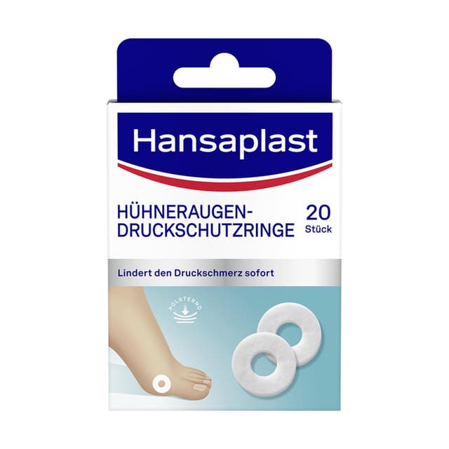 Hansaplast Hühneraugenringe (20 Stück), Hühneraugen Pflaster für sofortige Schmerzlinderung, hautfreundliches Fußpflaster schützt vor Druck durch Schuhe 20 Stück (1er Pack)
