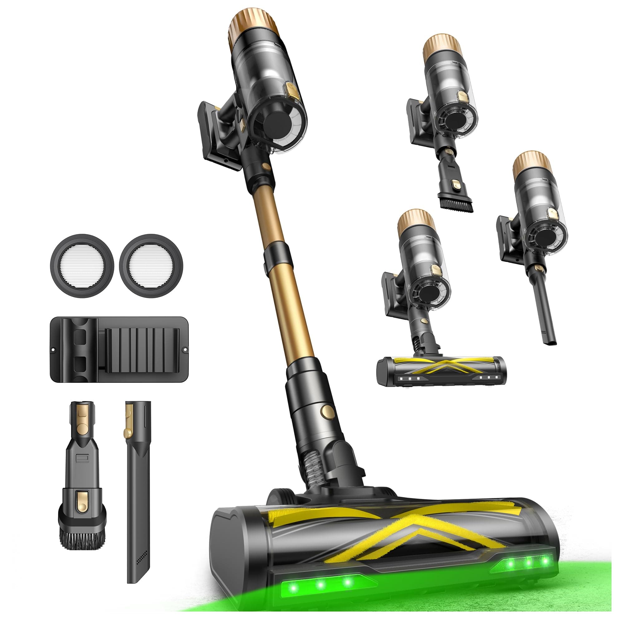 Ultenic U15 Akku Staubsauger, 50000Pa/ 580W/ 65Min, Staubsauger Kabellos mit GreenEye Technologie, Anti-Verhedderungs-Bürste, Teleskoprohr & Freistehend, Ideal für Teppiche, Hartböden & Tierhaare Golden Angebot bei HelloDeals