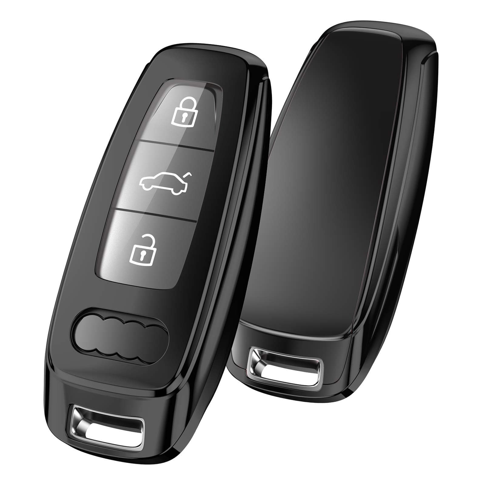 OATSBASF Schlüsselhülle Geeignet für Audi,Autoschlüssel Hülle für A6L A6 A7 A8 Q7 Q8 E-Tron 2019 2020 Silicone TPU Schutzhülle (Schwarz) Angebot bei HelloDeals
