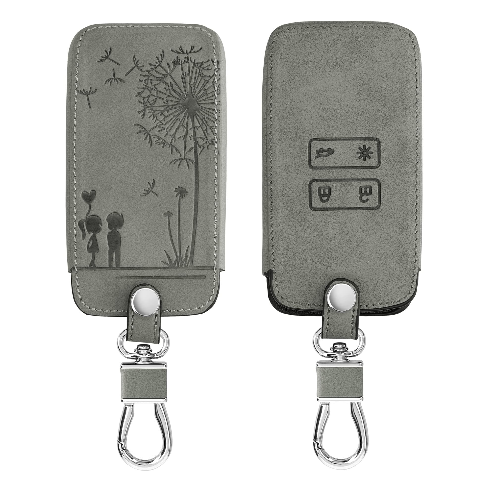 kwmobile Autoschlüssel Hülle kompatibel mit Renault 4-Tasten Smartkey Autoschlüssel (nur Keyless Go) - Kunstleder Schutzhülle Schlüsselhülle Cover Pusteblume Love Grau Pusteblume Love 22 Angebot bei HelloDeals