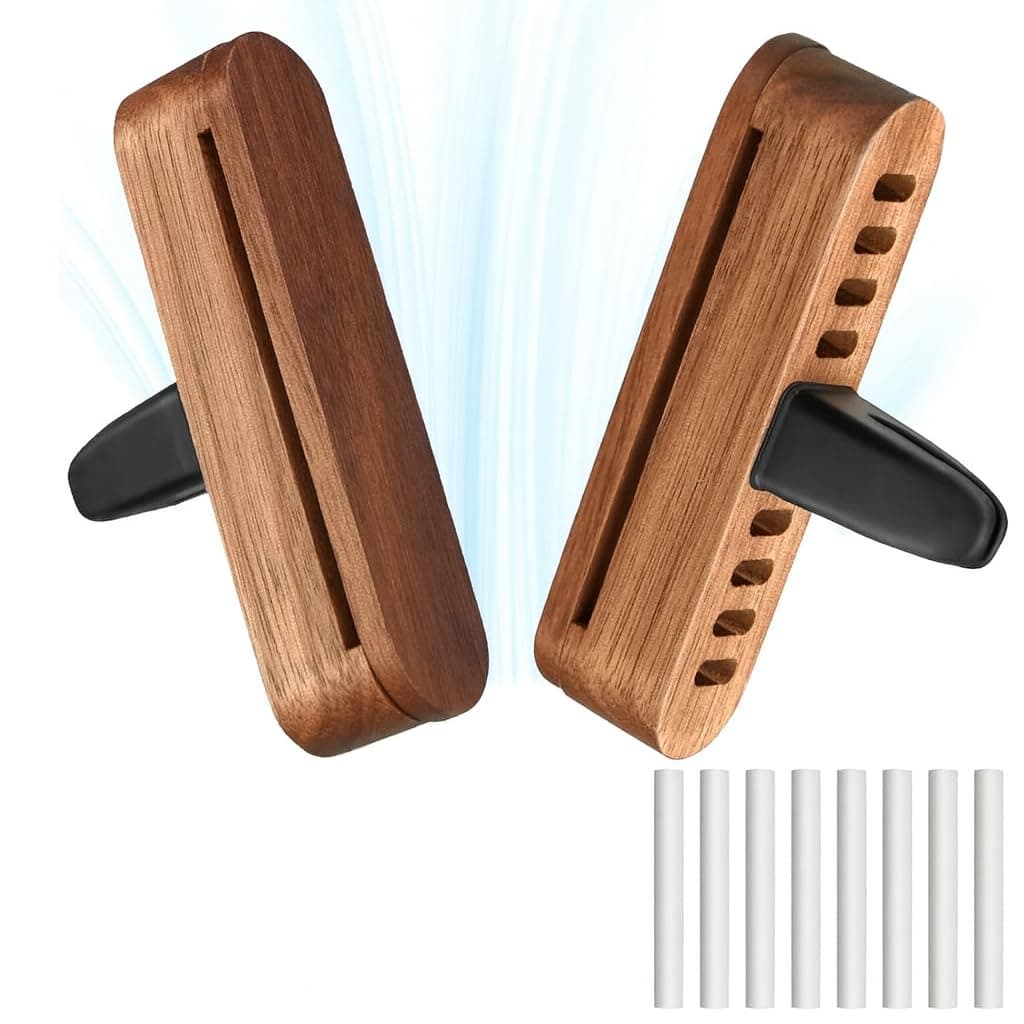 Auto Diffuser, 2 Stück Auto Diffuser für Ätherische Öle, Auto Duft Innenraum, Auto duft mit 8PCS Nachfüllauflagen, Auto Duft Holz für mehr Fahrspaß und Fahrfreude Ohne Öl Angebot bei HelloDeals