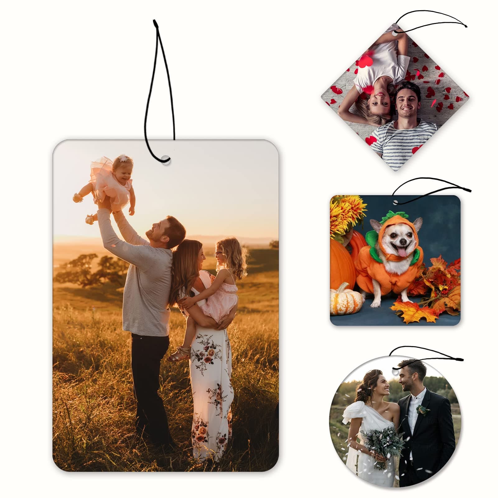 Personalisierte Lufterfrischer für Autos, Personalisierte Foto-Lufterfrischer, maßgeschneiderte Lufterfrischer für Autos, doppelseitiger Druck, ideal für Familie und Geschenke Rectangle Angebot bei HelloDeals