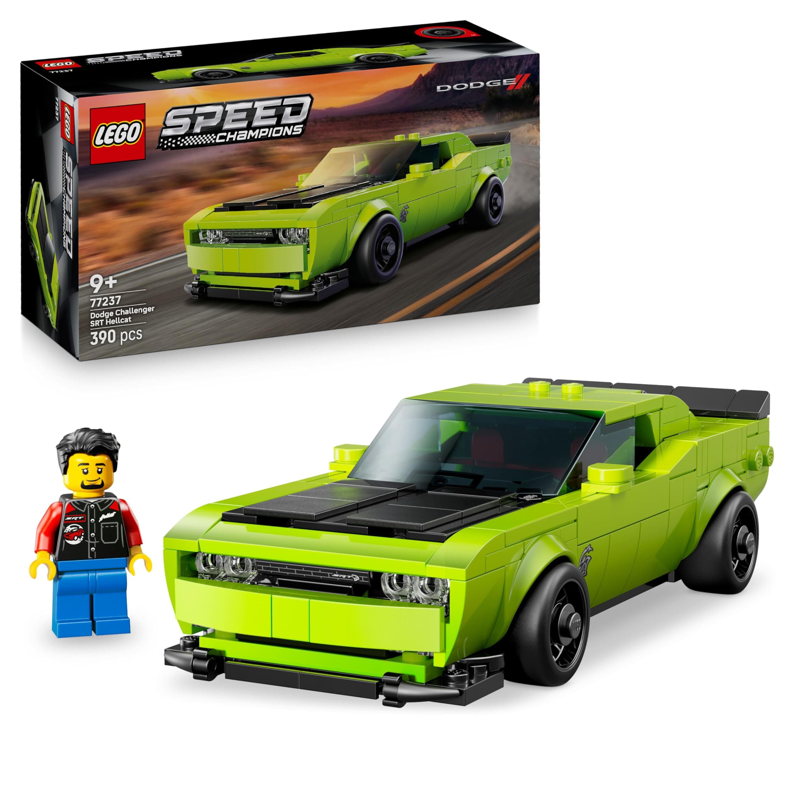 LEGO Speed Champions Dodge Challenger SRT Hellcat Sportwagen - Spielzeugauto mit 1 Minifigur zum Sammeln - Kreatives Rennauto - Rennauto zum Bauen - Geschenk für Jungen, Mädchen ab 9 Jahren 77237 Angebot bei HelloDeals