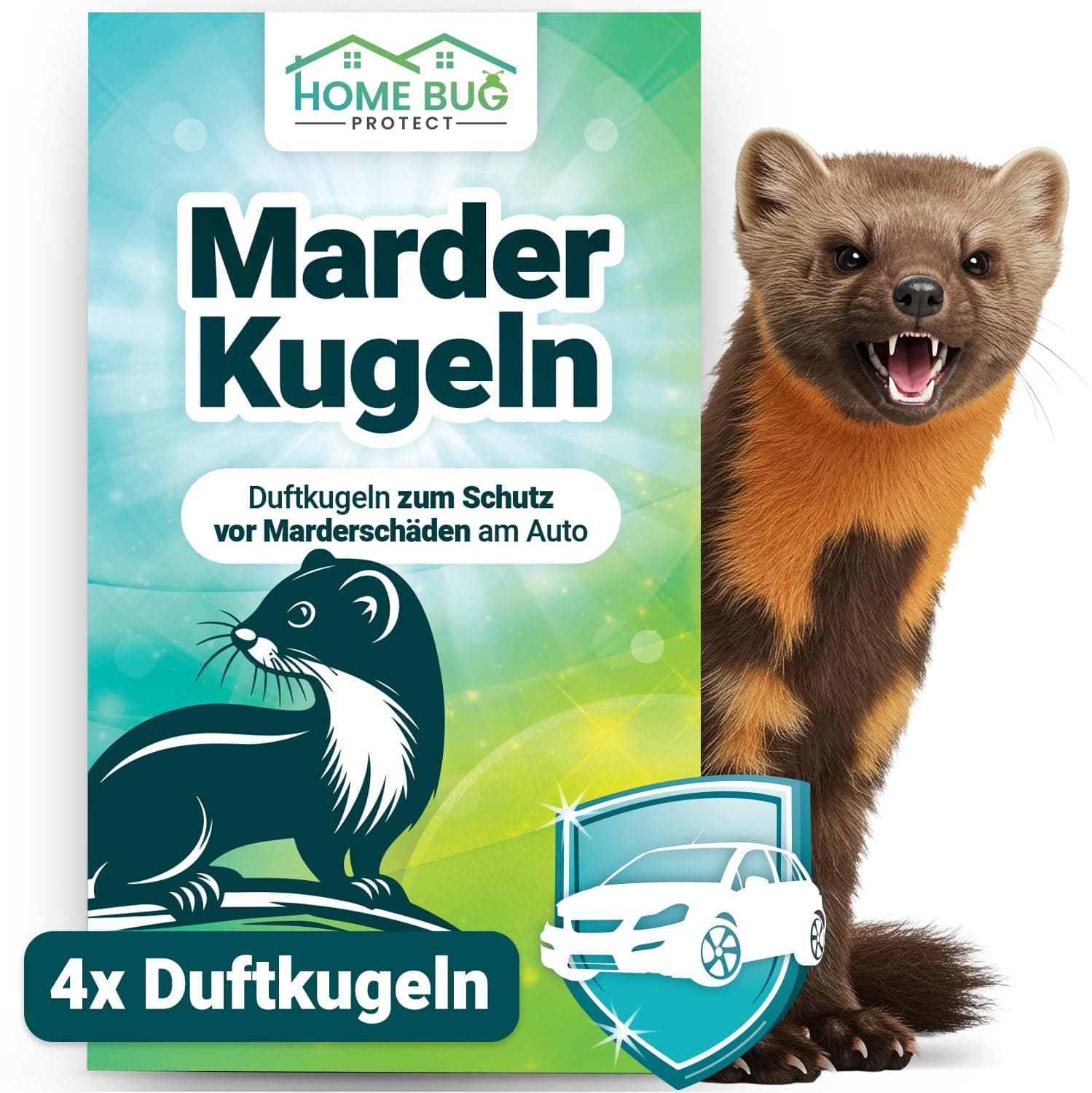 HomeBugProtect 2X Marderschreck Duftkugeln - Effektiver Marderschutz und Marderabwehr mit dem Marderschreck Auto für zuverlässige Mader Abwehr mit Marderkugeln fürs Auto