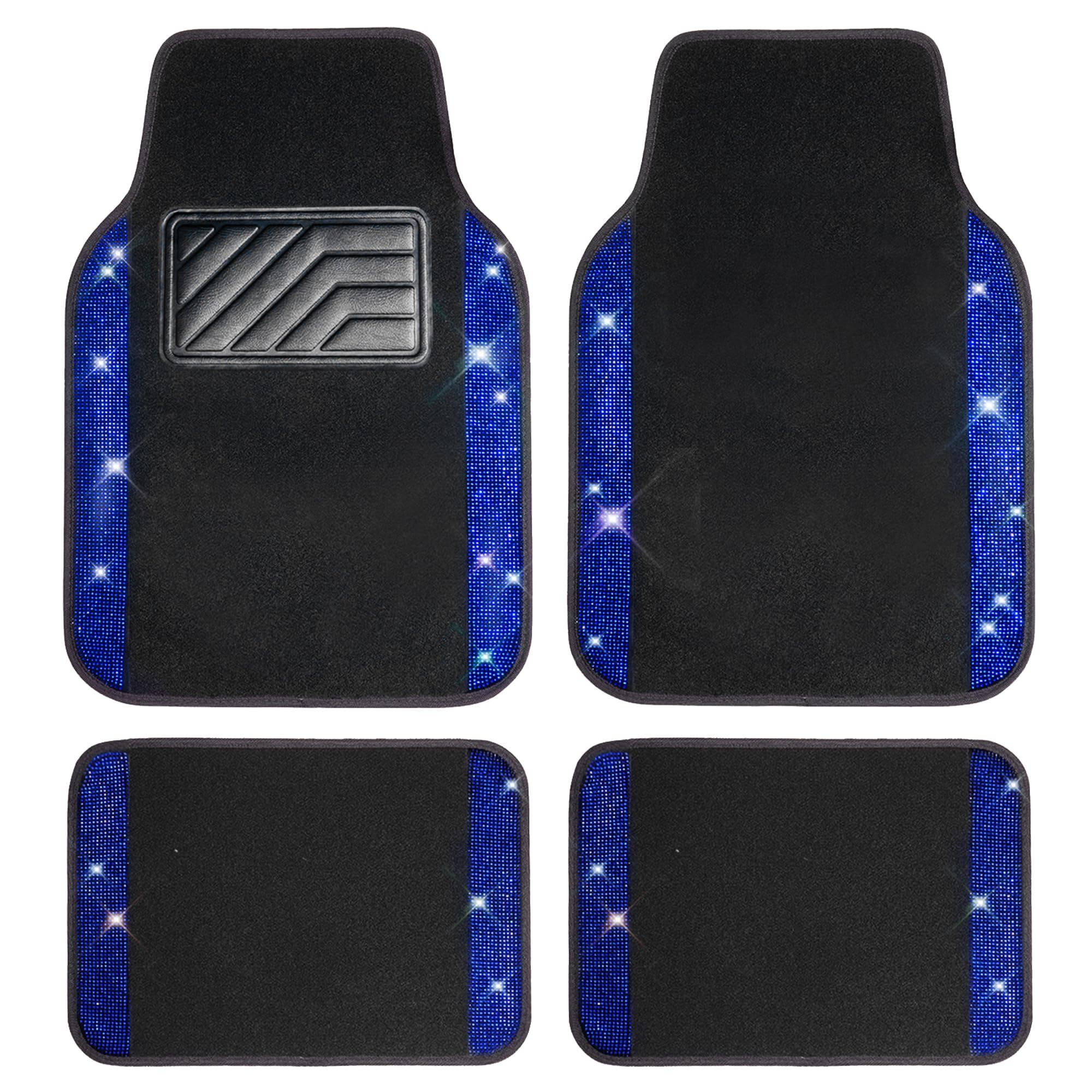 CAR PASS Bling Diamant Auto Fußmatten, Glänzend Glitzernder Kristall, Universal Fussmatten Auto mit Rutschfestem PVC Fersenpolster für SUV Limousine Van, 4 Stück für Mädchen Damen Herren(Blau) Angebot bei HelloDeals
