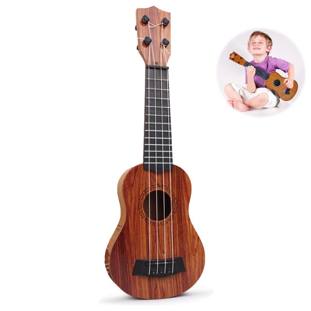 Kindergitarre aus Holz, Gitarre Kinder Spielzeug, Gitarre Kinder ab 3 Jahre, mit 4 Verstellbaren Seiten, für Kleinkinder, Anfänger, Jungen, Mädchen, Musikinstrumente (Mahagoni 38cm)
