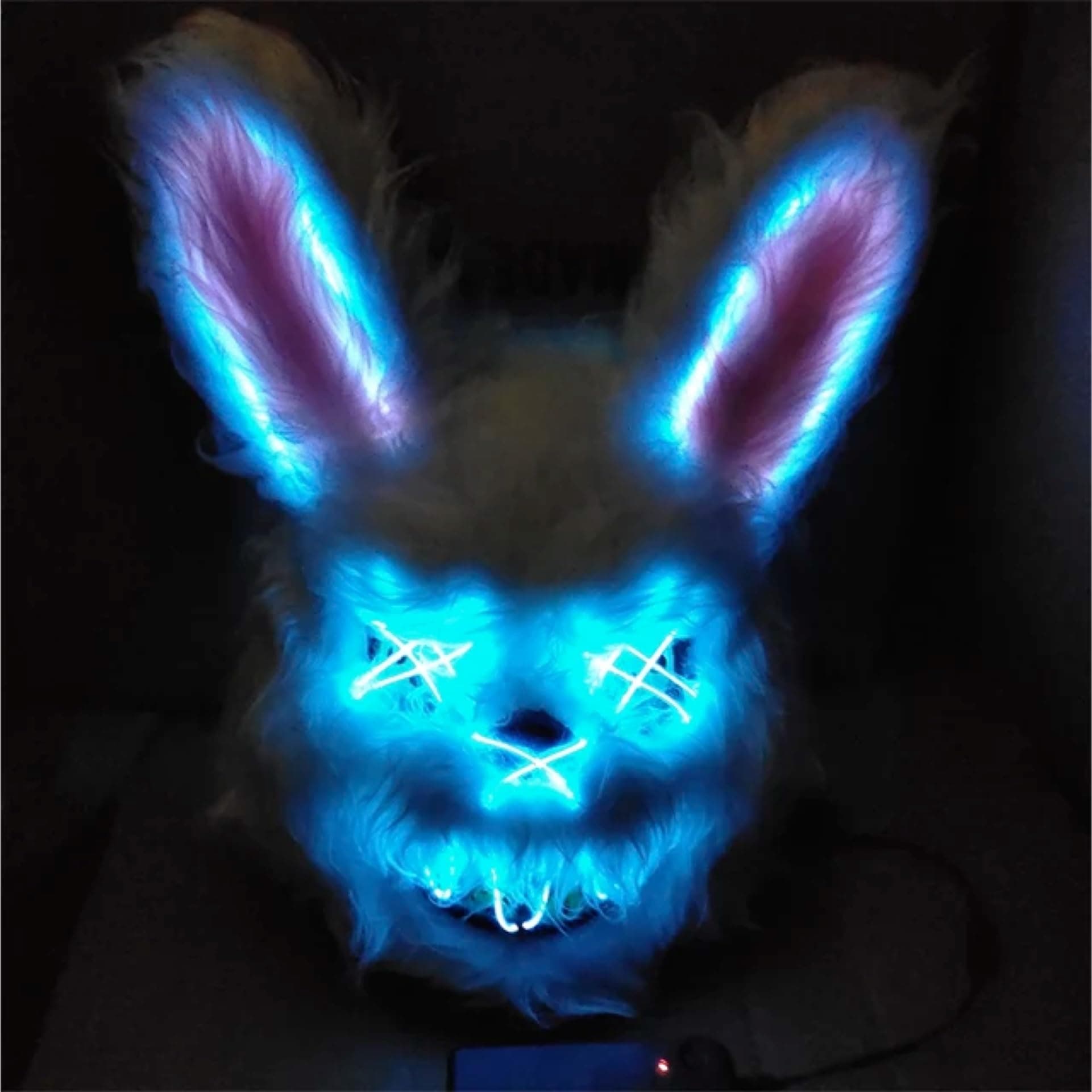 TK Gruppe Timo Klingler Maske als Kostüm Accessoire für Damen & Herren, Kinder & Erwachsene an Anonymous Halloween & Fasching & Karneval LED - Horror Hase Angebot bei HelloDeals