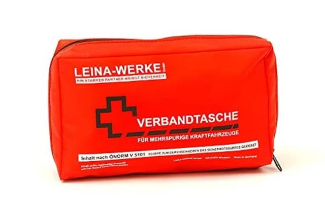 LEINAWERKE 30025 Verbandtasche ÖNORM V 5101 in Folientasche blau - weiß/rot, 10 Stk. Blue/White/Red