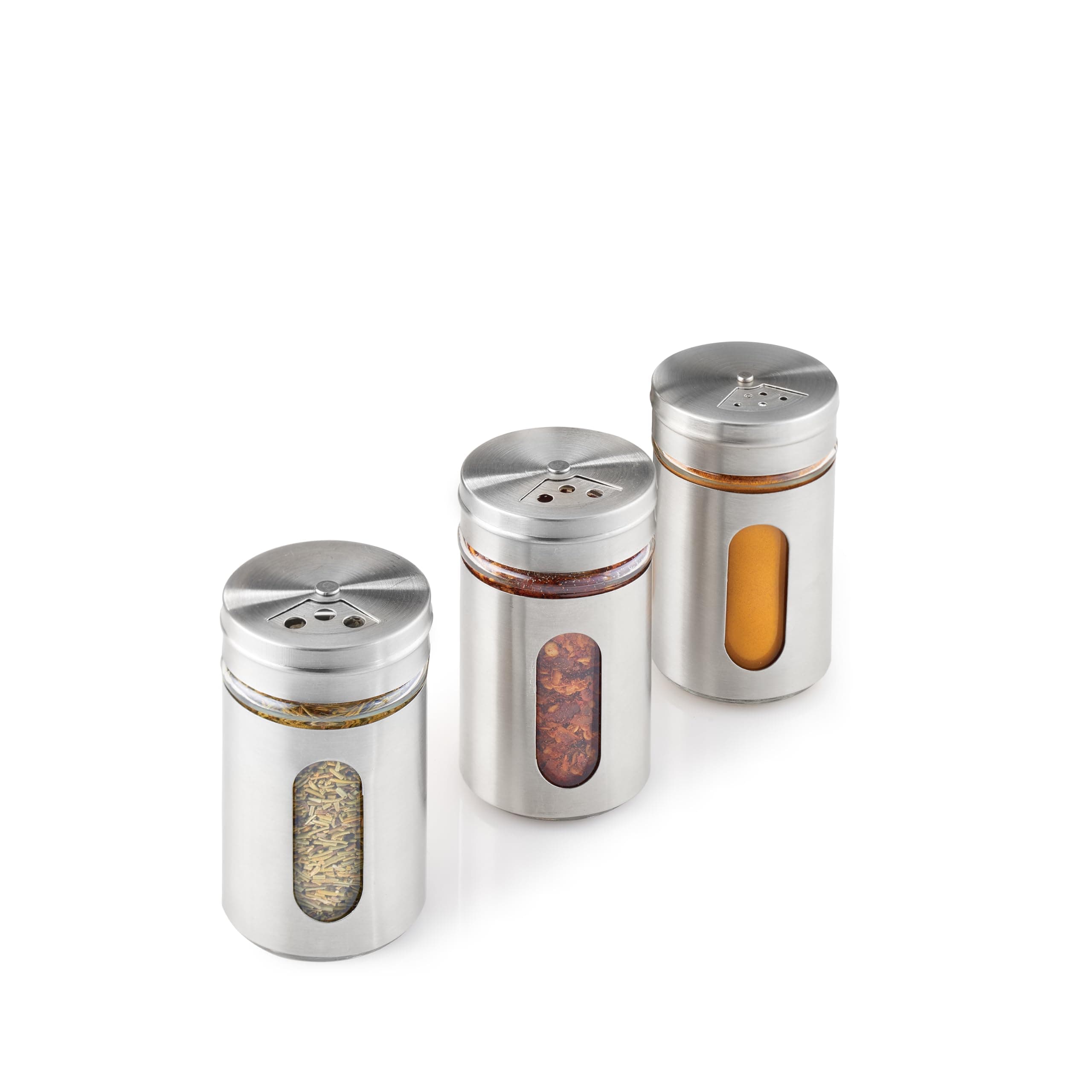 Metaltex Gewürzgläser 3er Set Gewürzstreuer, 100ml, Edelstahl, Glas