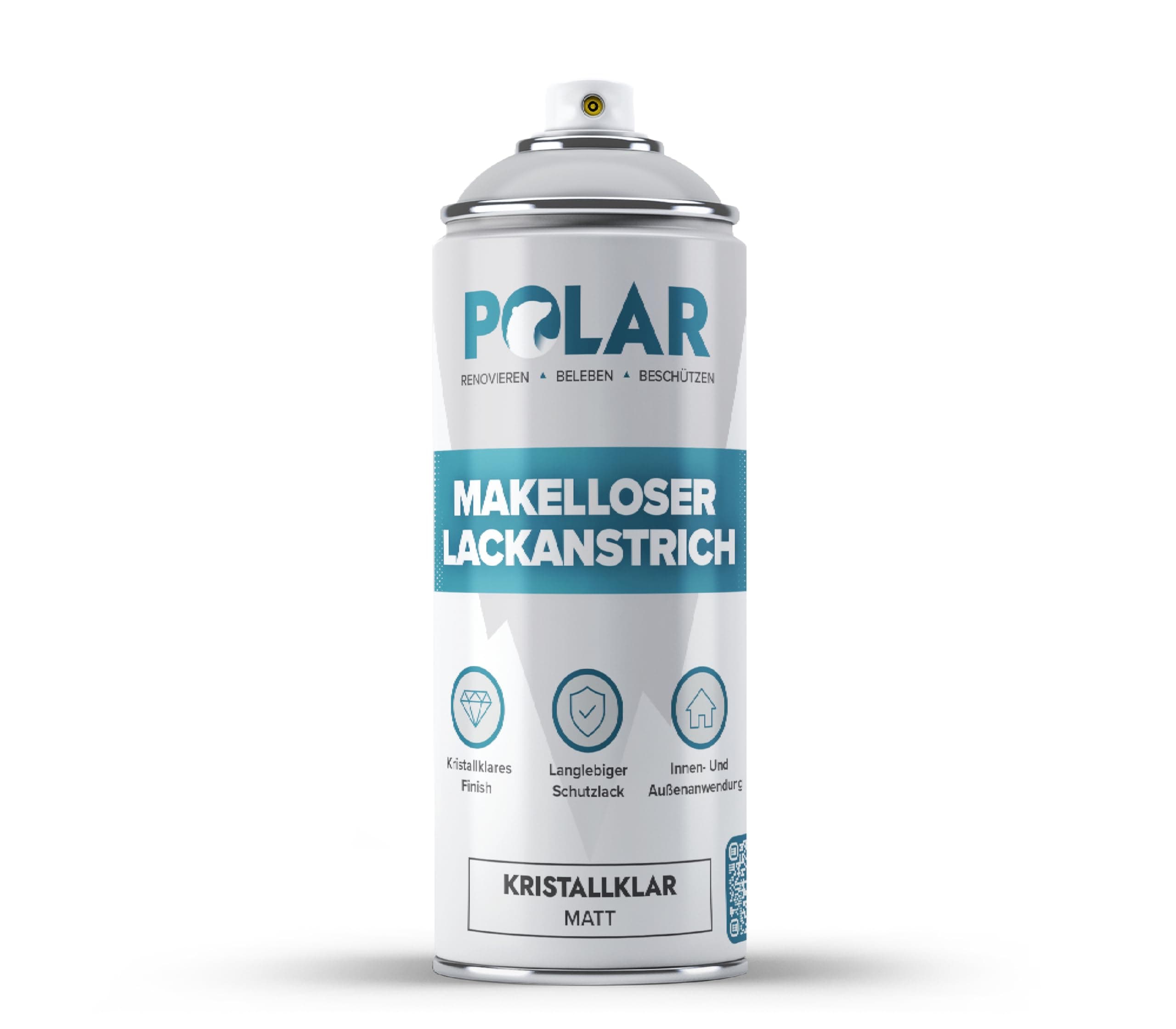 Polar Makelloser Klarlackspray - Matt - 400ml - Mehrzwecklack, unterschiedliche Materialien - schnell trocknend, haltbar und vergilbungsfrei - fur Kunststoff, Holz und Metall - drinnen/draußen 400 ml (1er Pack) Matt