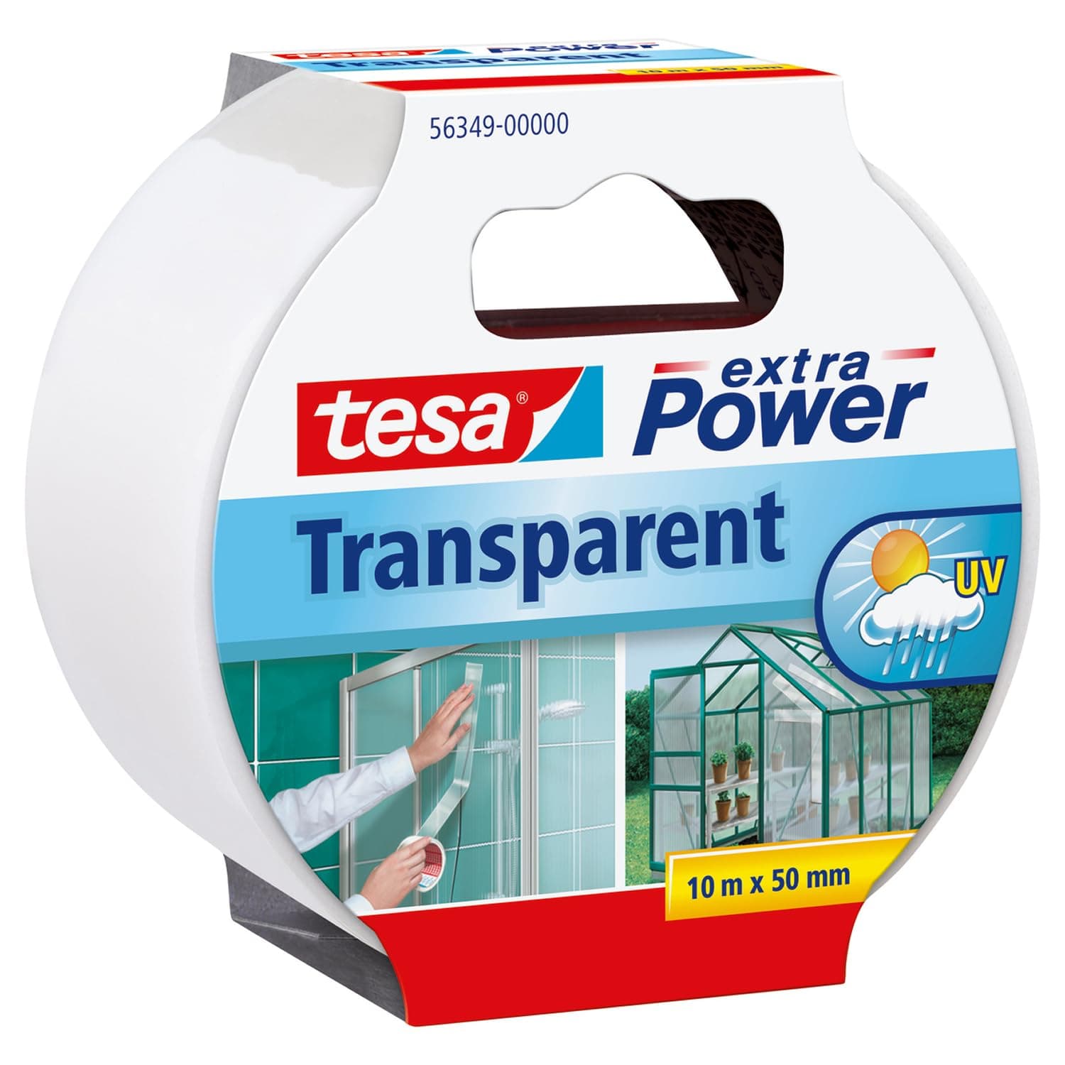 tesa extra Power Reparaturband transparent, selbstklebend, für Haushaltsreparaturen, 10m x 50mm 1 Rolle Single