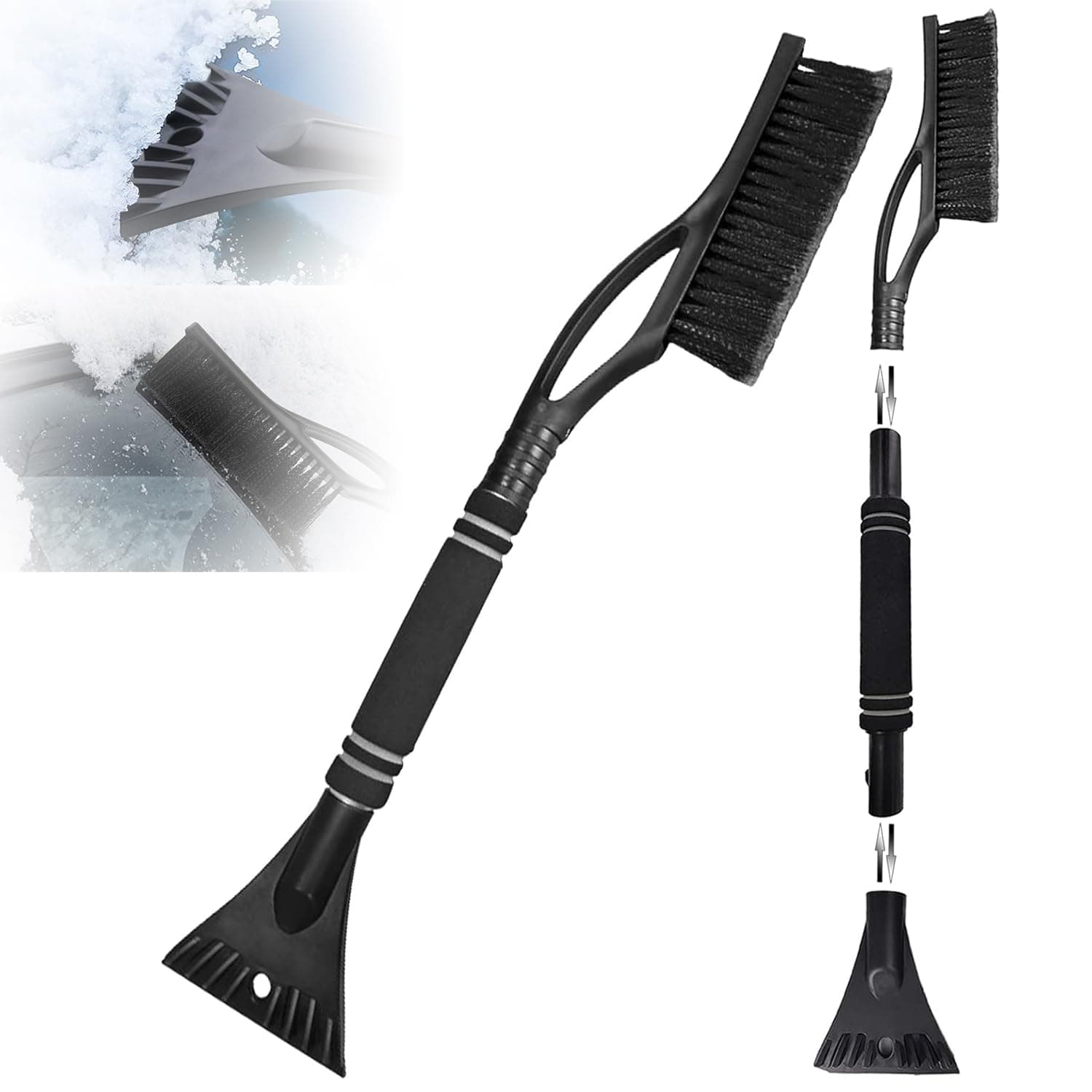 May Huang Auto Eiskratzer mit Besen - 60cm, 2 in1 Auto Reinigungsbürste Eiskratzer Schneebesen, Auto Schneebürste Schneekratzer und Bürste mit Schaumstoffgriff für PKW, LKW und SUV (Schwarz) Angebot bei HelloDeals