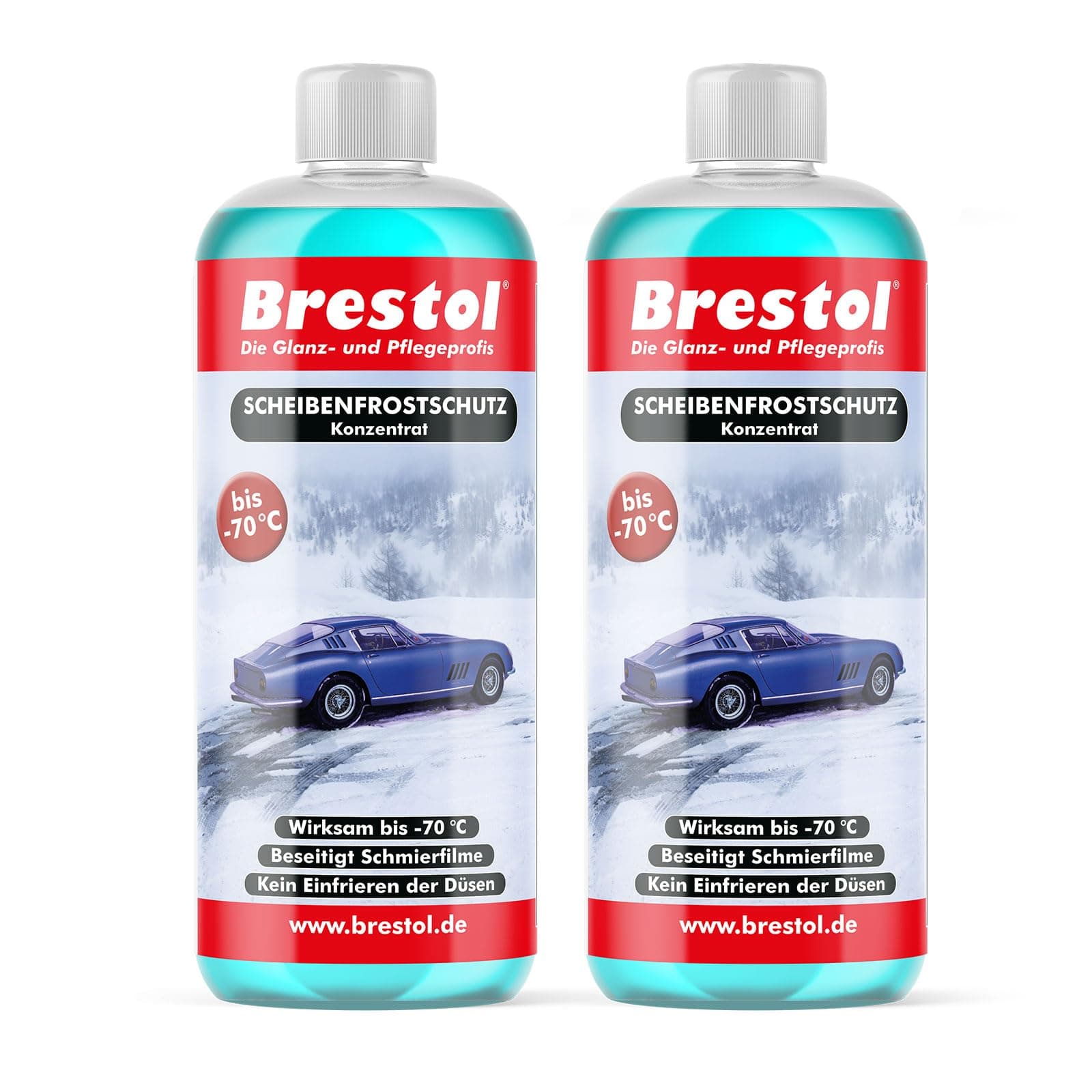 Brestol Scheibenfrostschutz 2X 1000 ml Konzentrat -70 °C - Waschanlagenzusatz Antifrost Anti-Frost Klarsicht Enteiser Scheibenenteiser Klare Sicht Angebot bei HelloDeals
