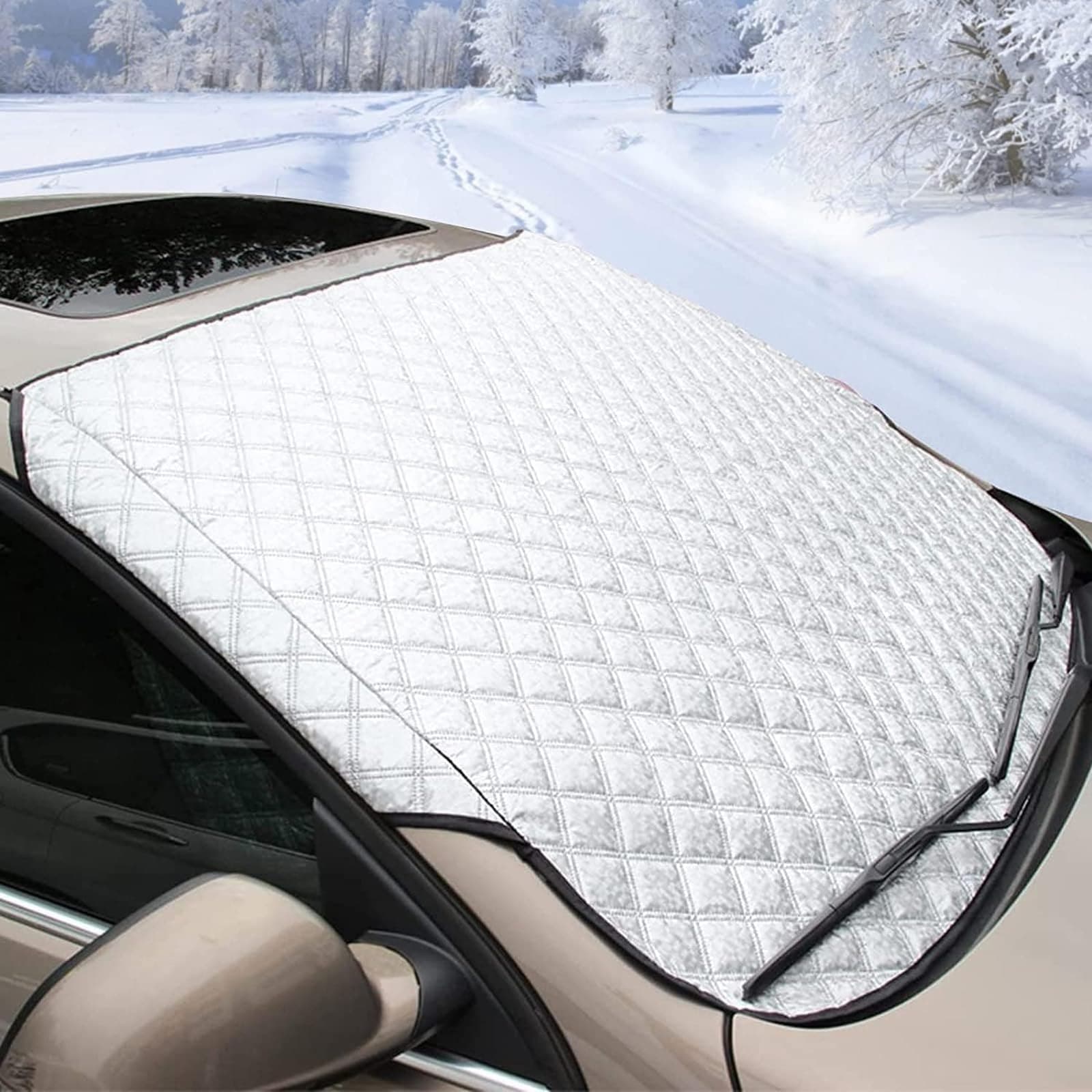 AHEJIOO Windschutzscheibenabdeckung Winter Frostschutz, Auto Frontscheibenabdeckung, Autoscheibenabdeckung Winter für PKW SUV, 150 x 100cm Angebot bei HelloDeals