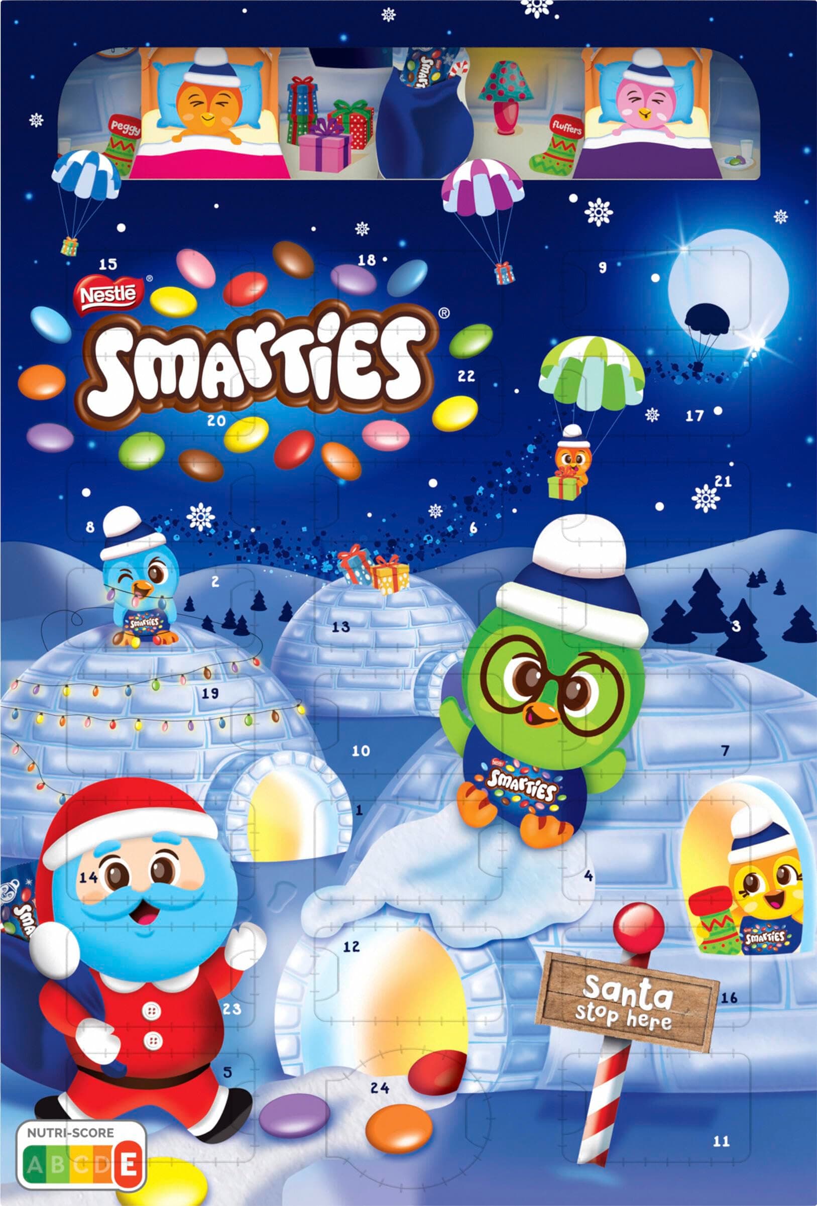 NESTLÉ SMARTIES Adventskalender, Weihnachtskalender gefüllt mit Figuren aus Milchschokolade & SMARTIES Schokolinsen, 1er Pack (1 x 193,9g)