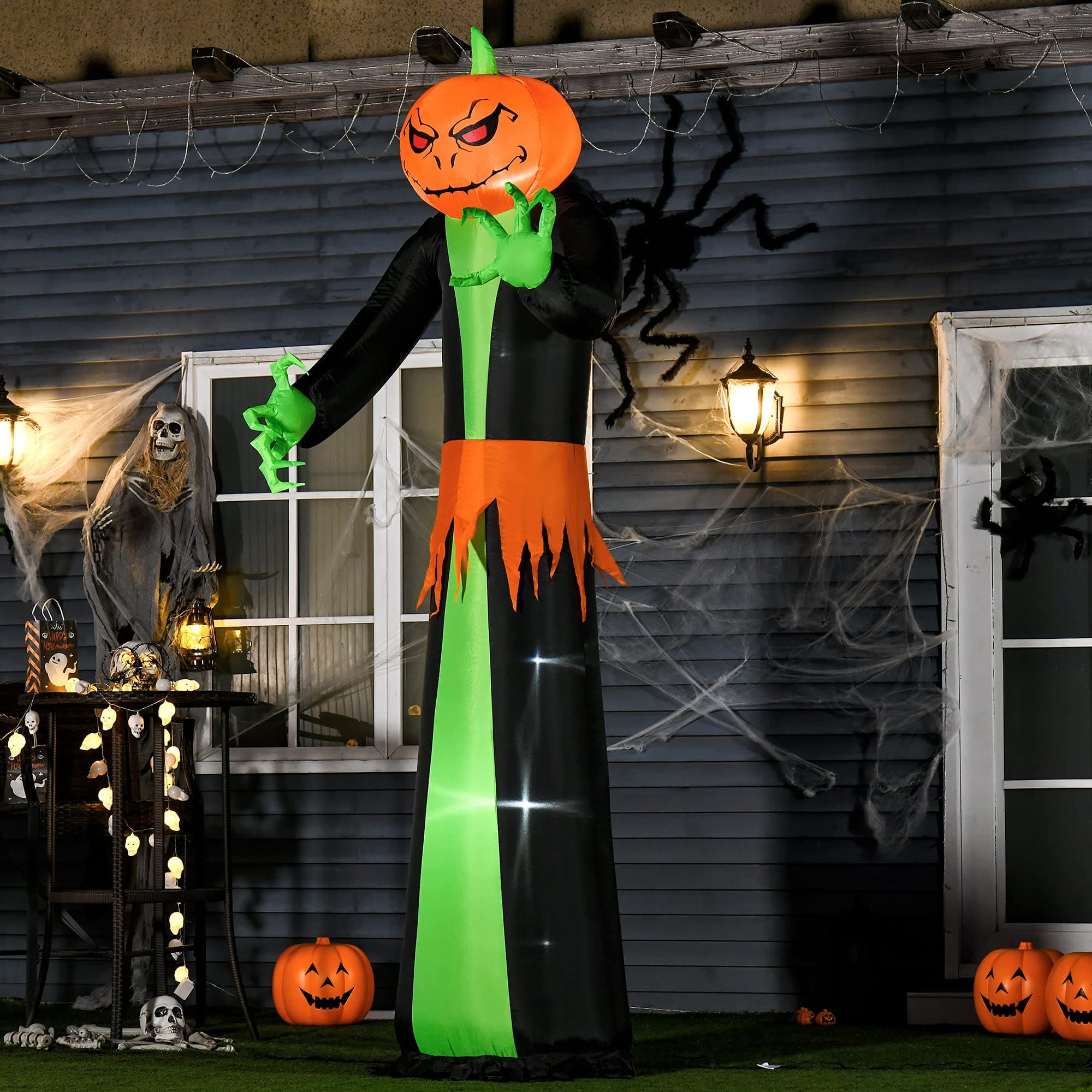 HOMCOM 270 cm Aufblasbare Halloween Kürbis mit integrierten LEDs für den Außenbereich Halloween Dekoration für Party Garten Hof Rasen Angebot bei HelloDeals