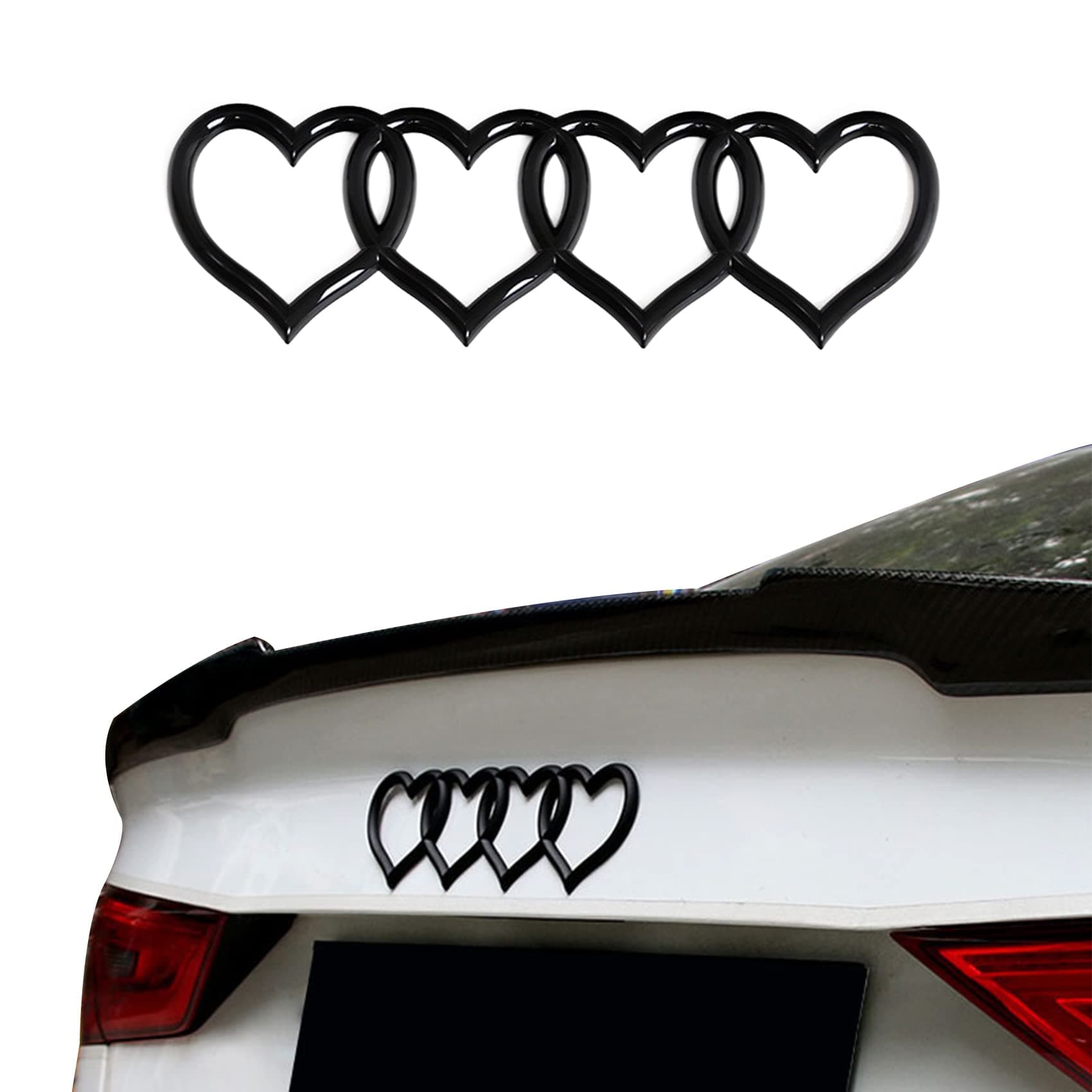 3D-Abzeichen-Aufkleber, Herz-Logo, Heckklappen-Emblem, Auto-Ersatz, Auto-Außenembleme, Passend für A3, A4, A5, A6, A8, TT, R8, Q3, Q5, Q7 (Helles Schwarz) Hellschwarz Angebot bei HelloDeals